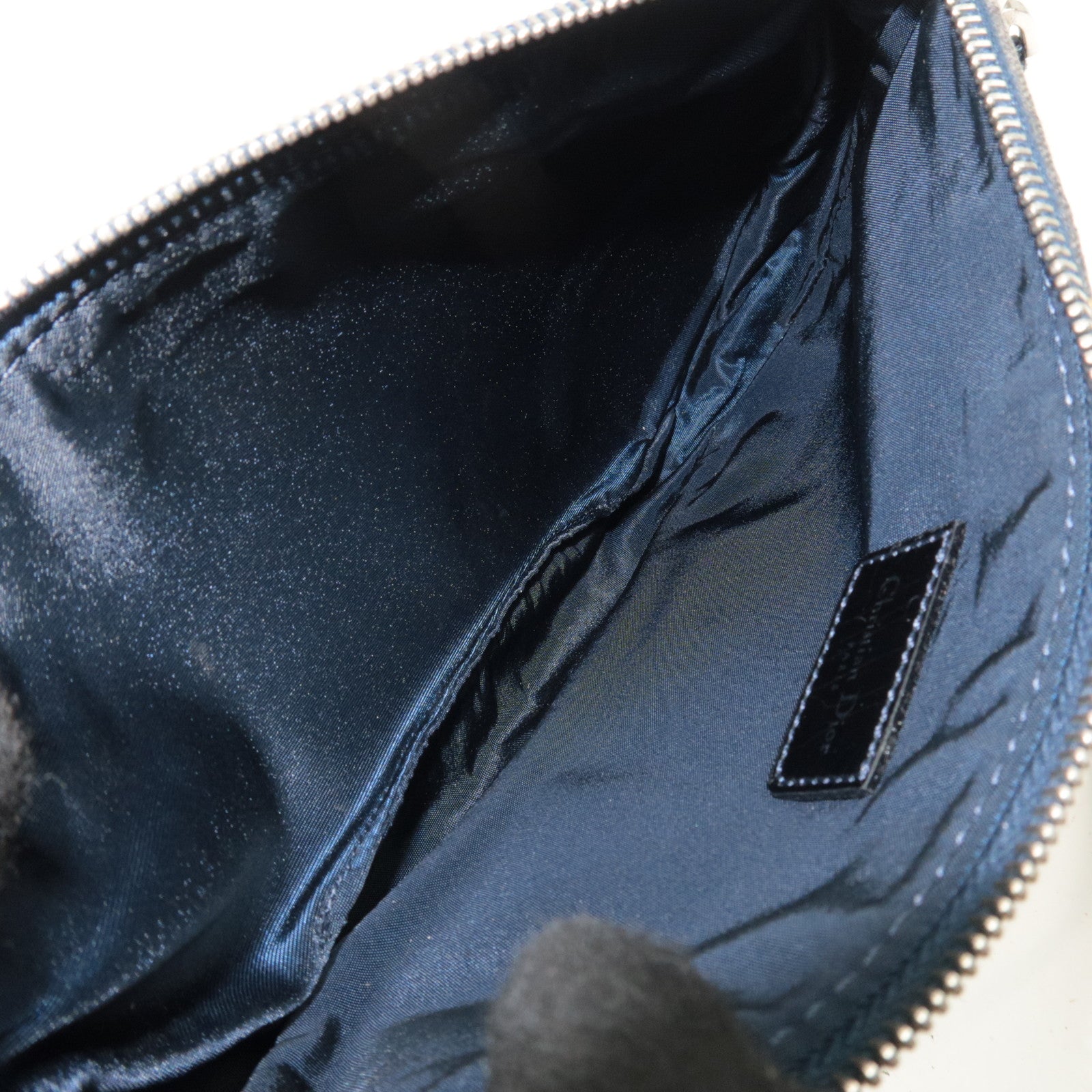 Christian Dior Speedway Denim Mini Saddle bag Canvas Patent Handbag Blue Gray