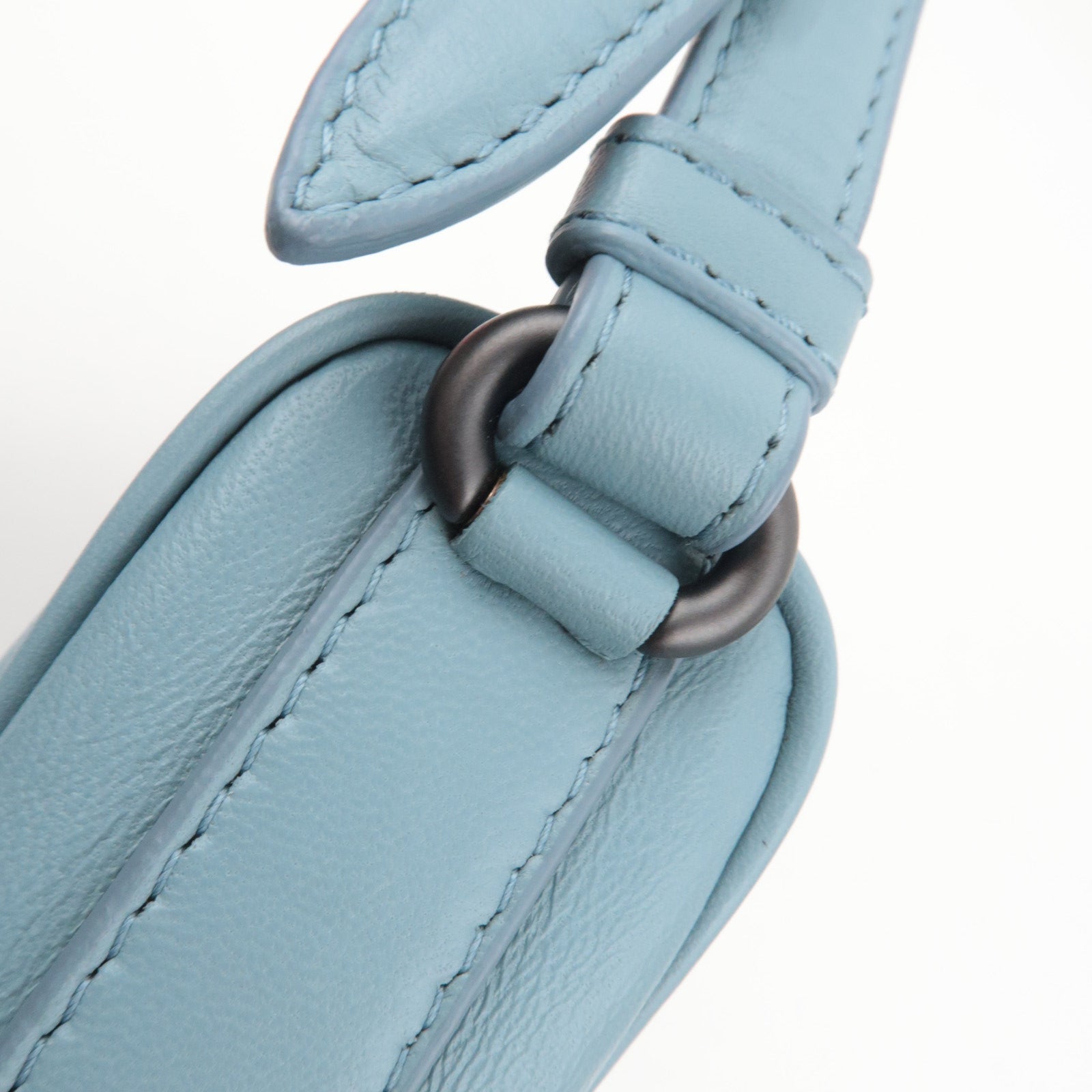 BOTTEGA VENETA Intrecciato Flower Embroidered Leather Shoulder Bag Blue