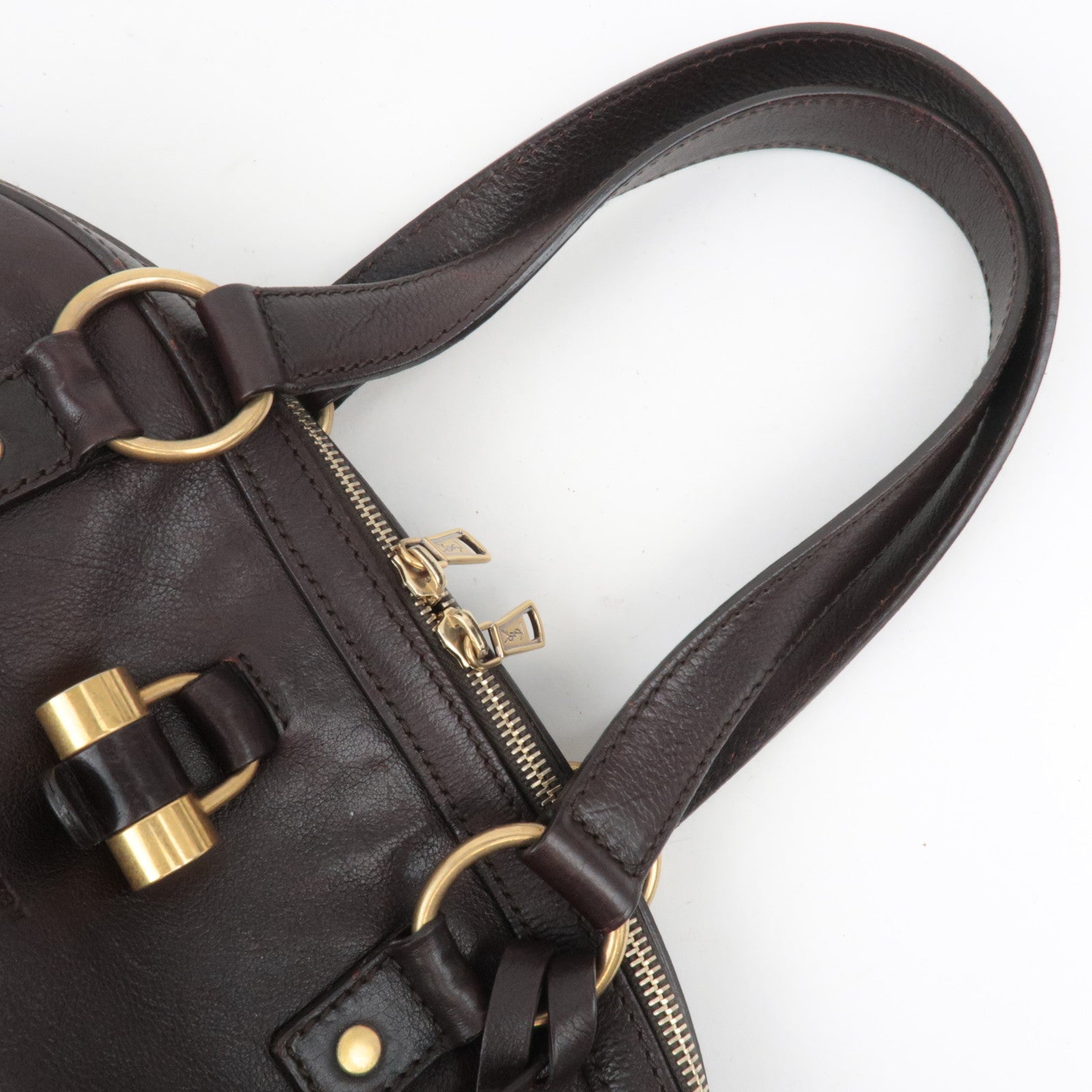 SAINT LAURENT YSL Muse Leather Handbag Brown 153959