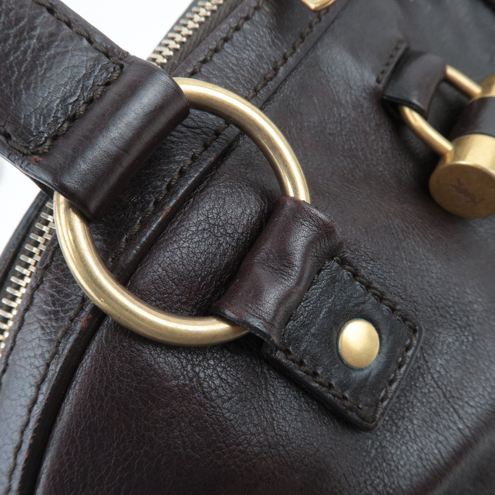 SAINT LAURENT YSL Muse Leather Handbag Brown 153959