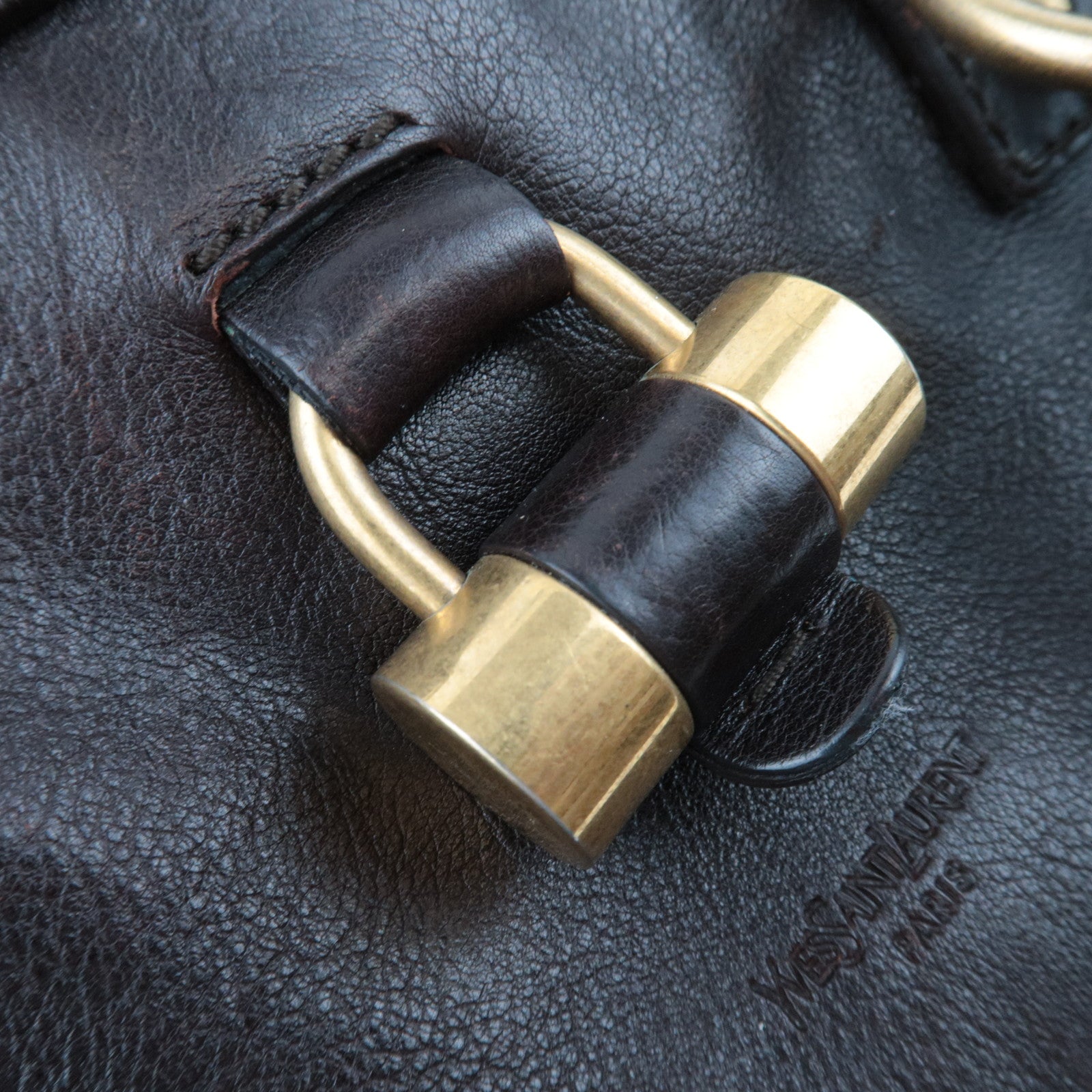 SAINT LAURENT YSL Muse Leather Handbag Brown 153959