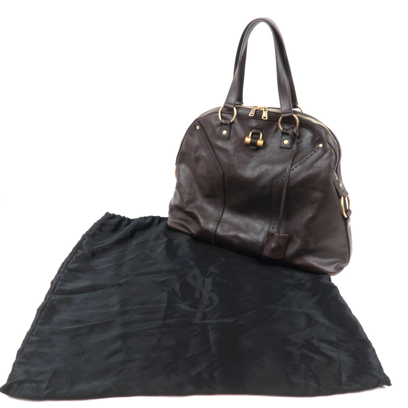 SAINT LAURENT YSL Muse Leather Handbag Brown 153959