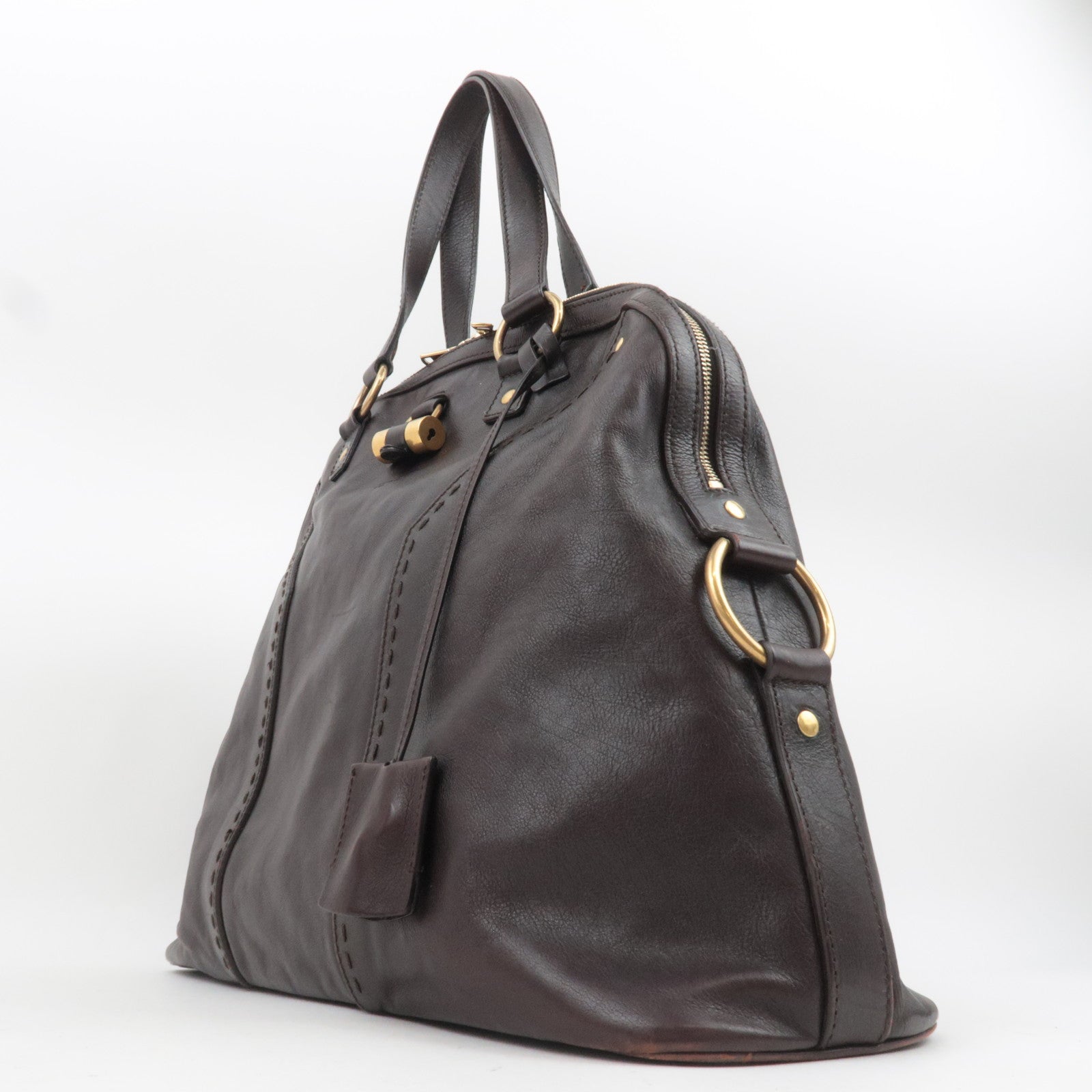 SAINT LAURENT YSL Muse Leather Handbag Brown 153959