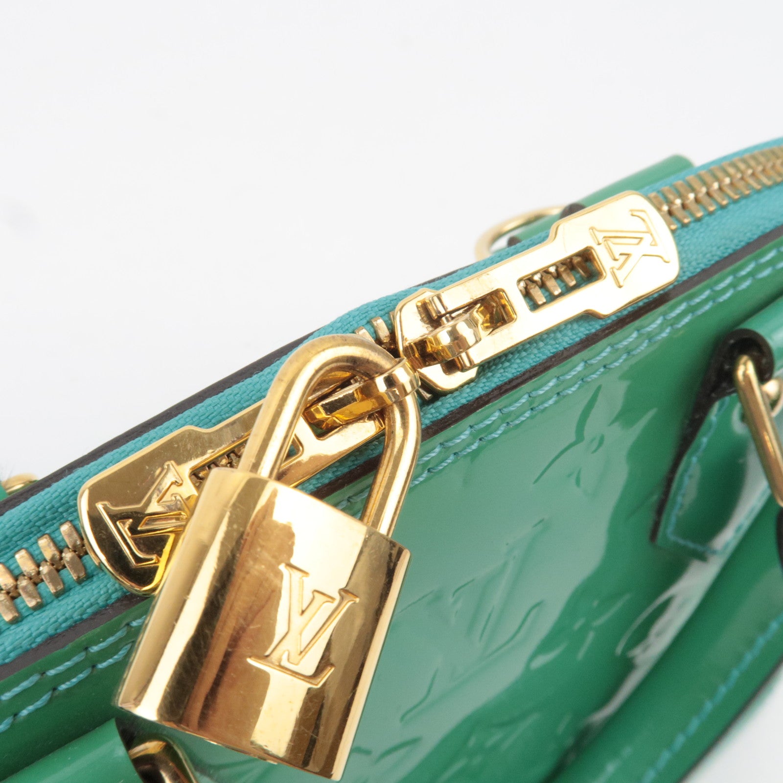 Louis Vuitton Monogram Vernis Alma BB 2Way Handbag Blue Lagoon M91696