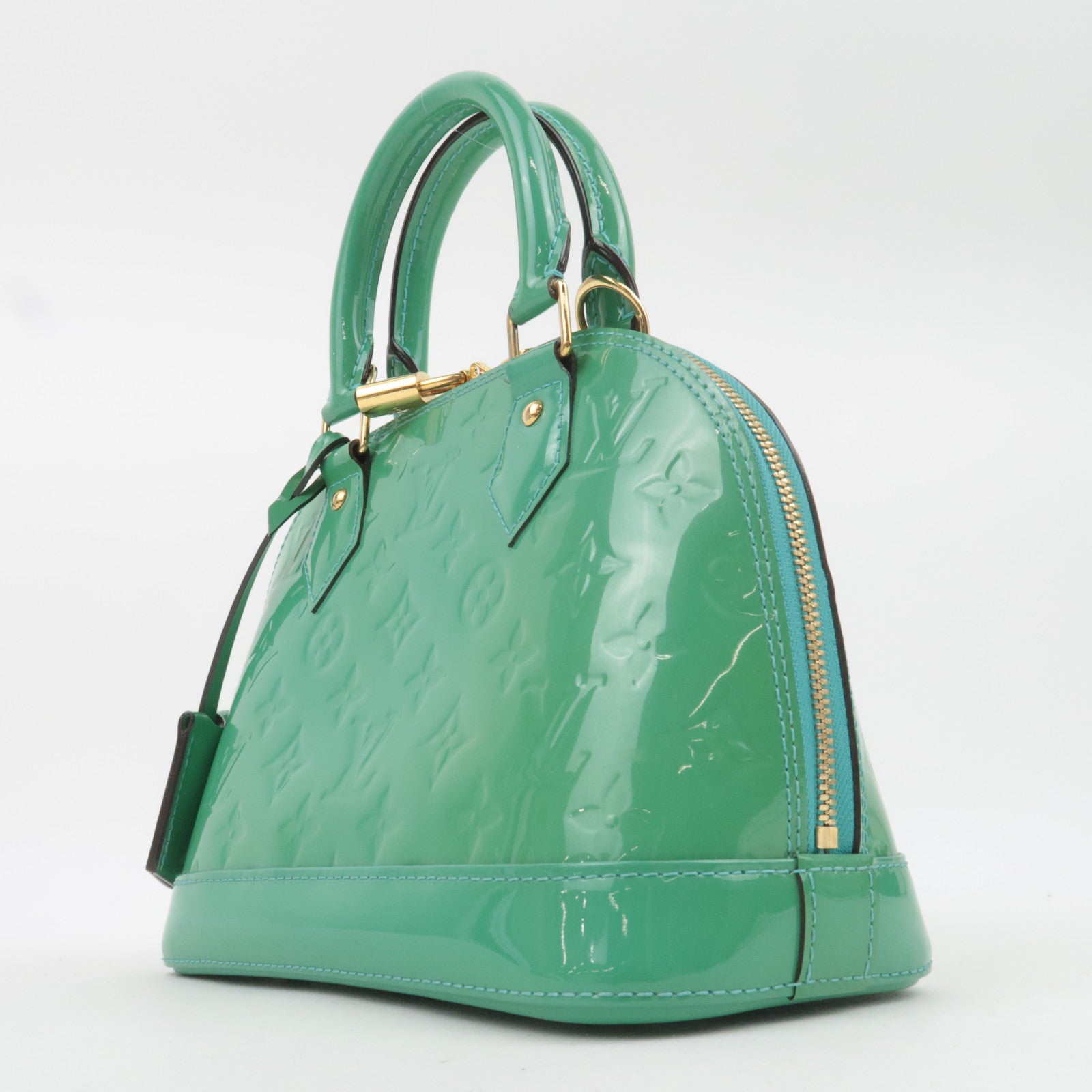 Louis Vuitton Monogram Vernis Alma BB 2Way Handbag Blue Lagoon M91696
