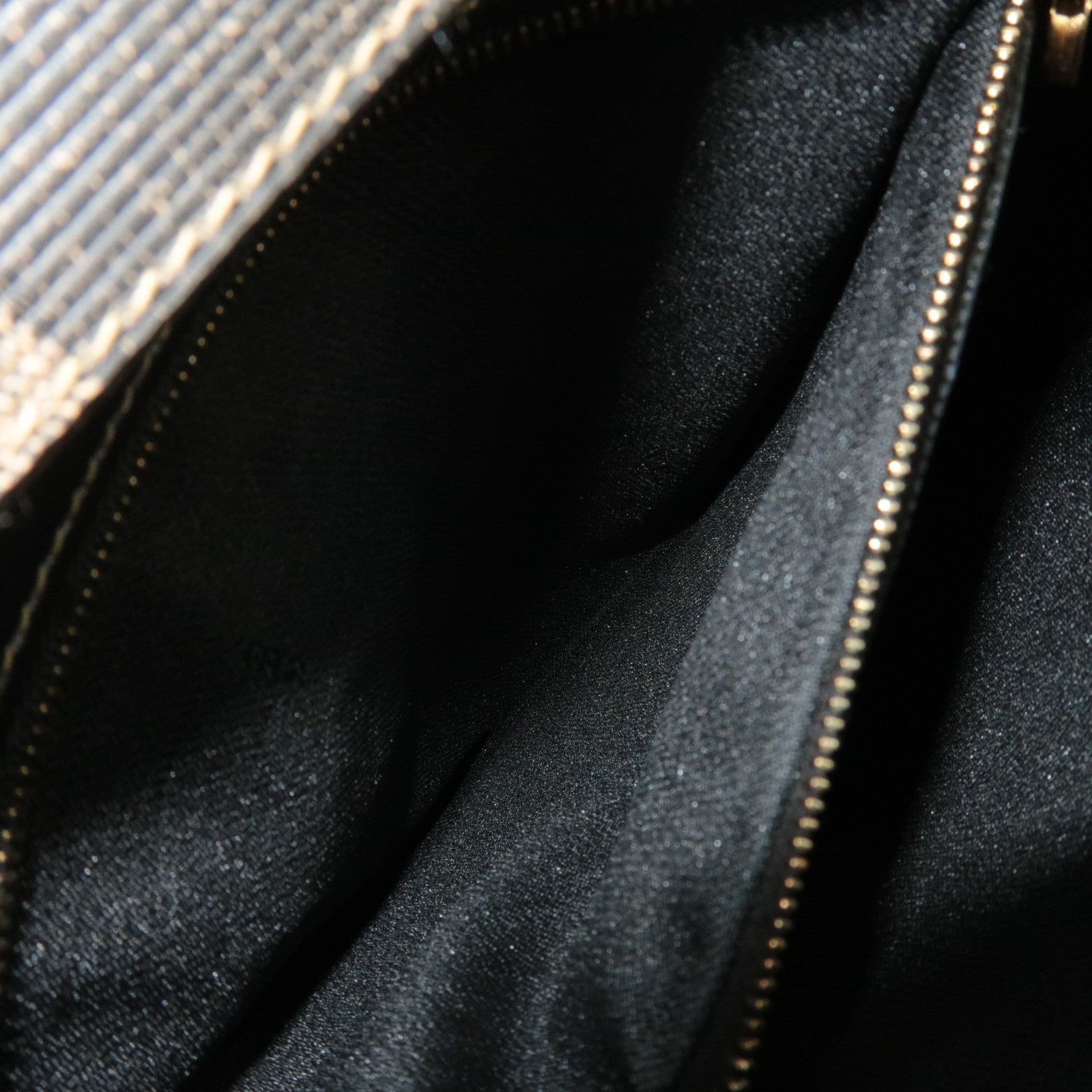 FENDI Pequin PVC Leather Tote Bag Khaki Black