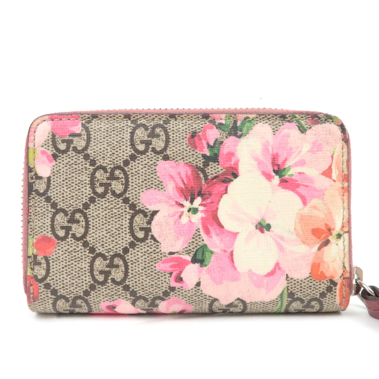 GUCCI GG Blooms GG Supreme Coin Case Card Case Beige Pink 421310