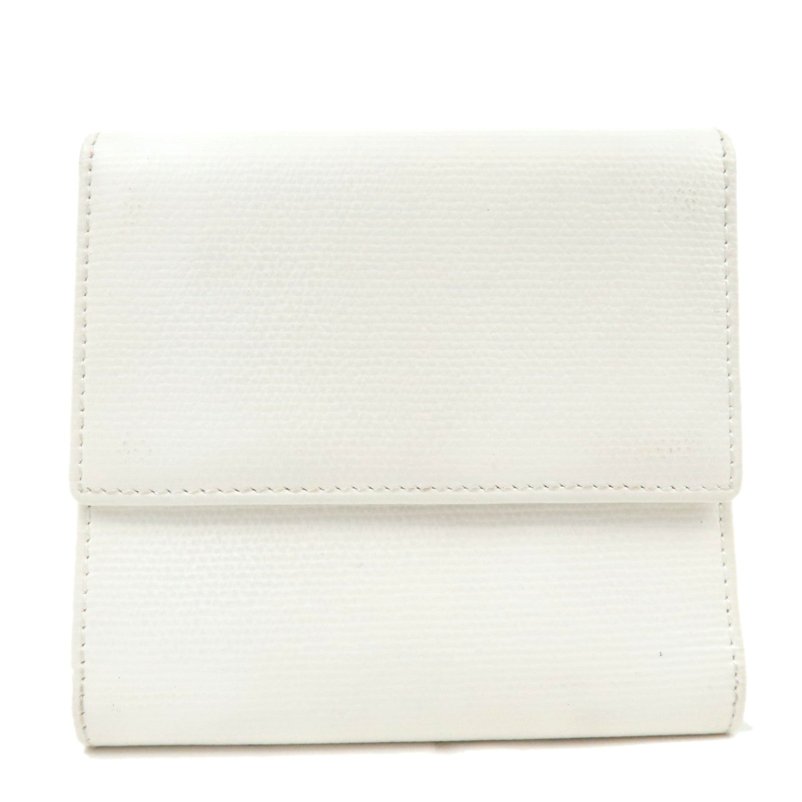 CHANEL Coco Button Leather Wallet White