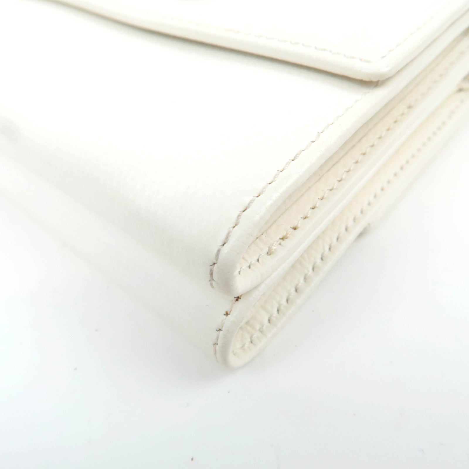 CHANEL Coco Button Leather Wallet White