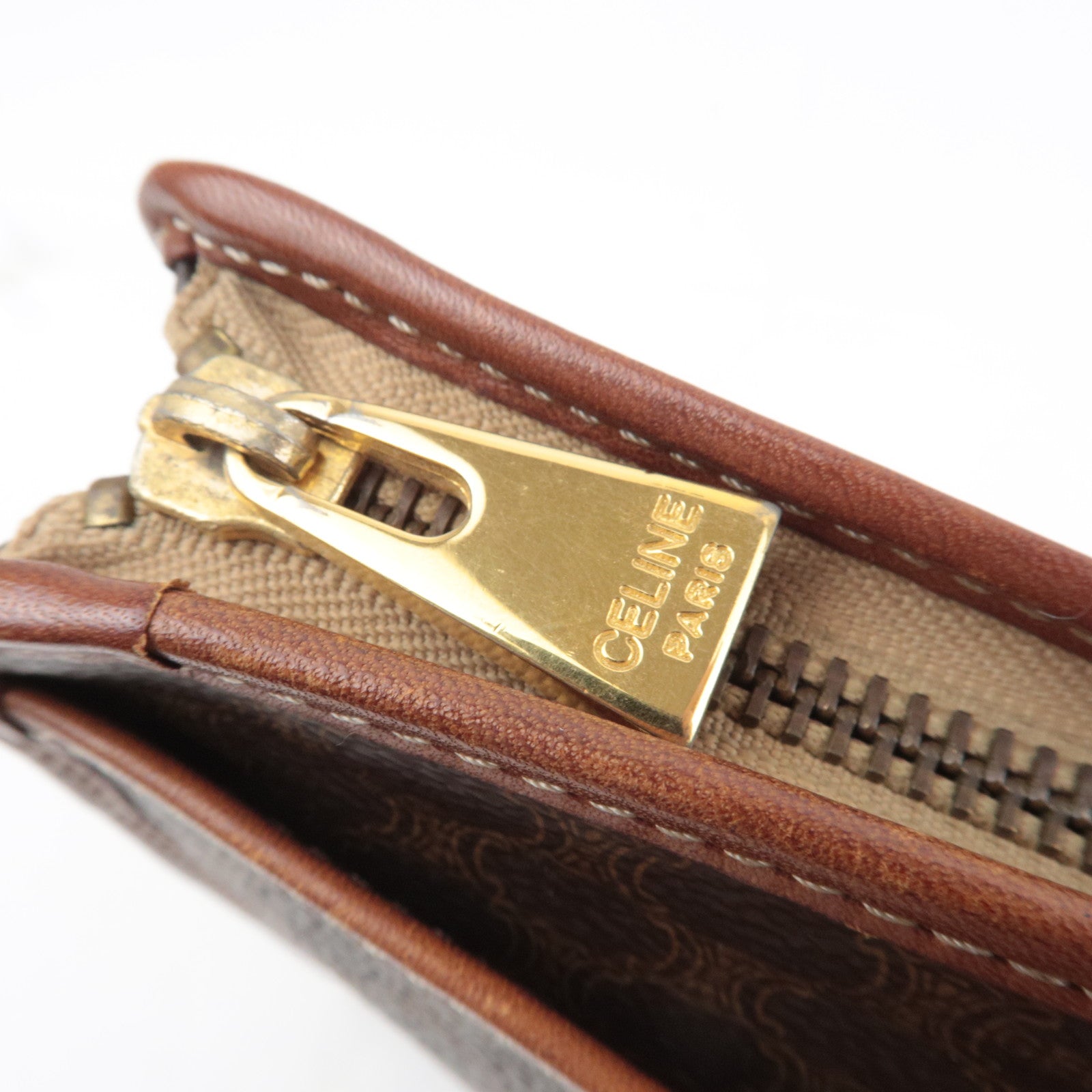CELINE Macadam PVC Leather Clutch Bag Brown