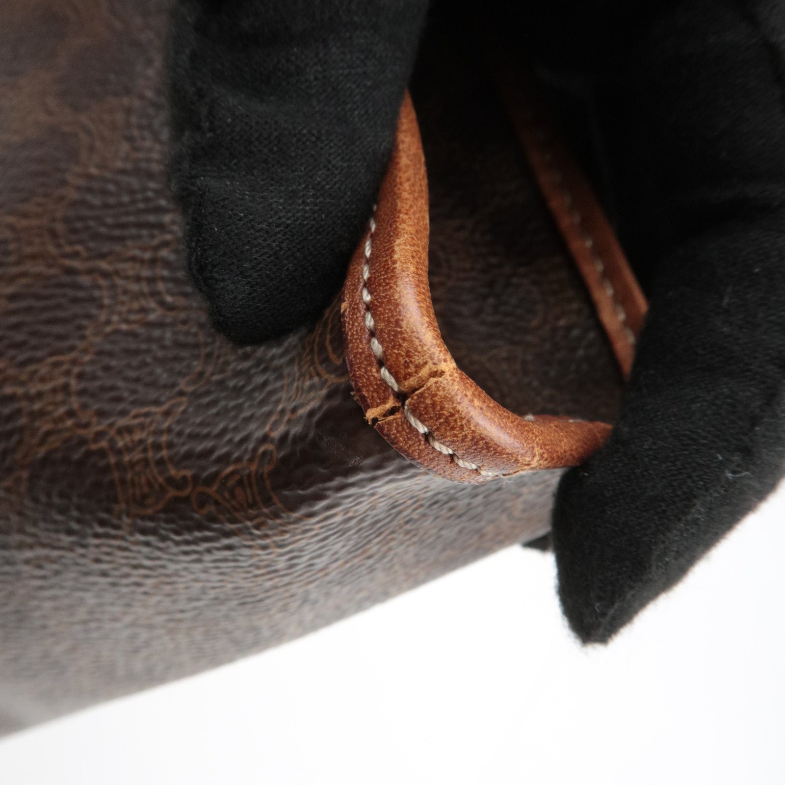 CELINE Macadam PVC Leather Clutch Bag Brown