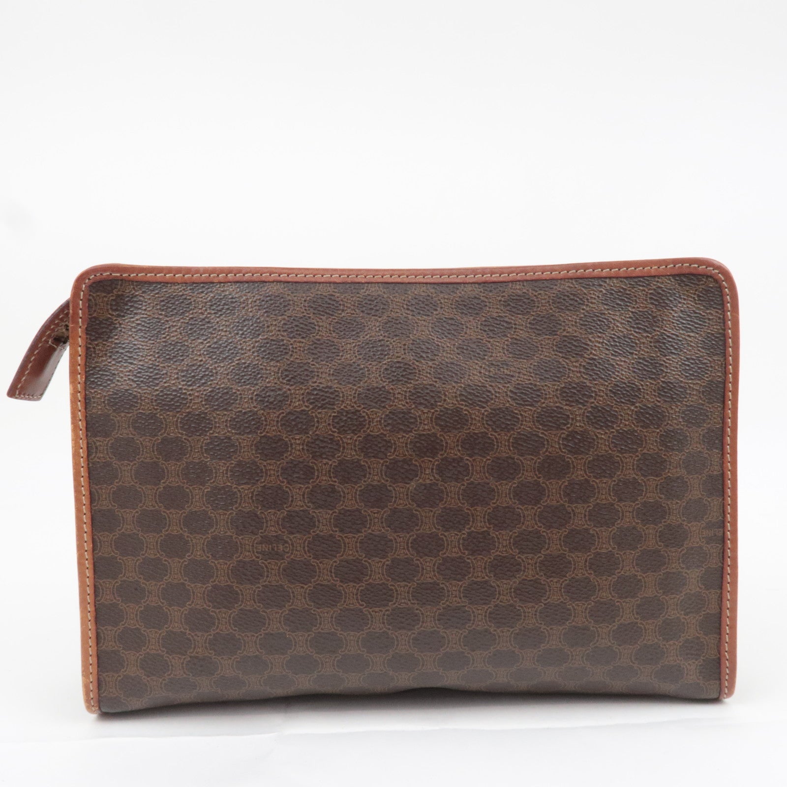 CELINE Macadam PVC Leather Clutch Bag Brown