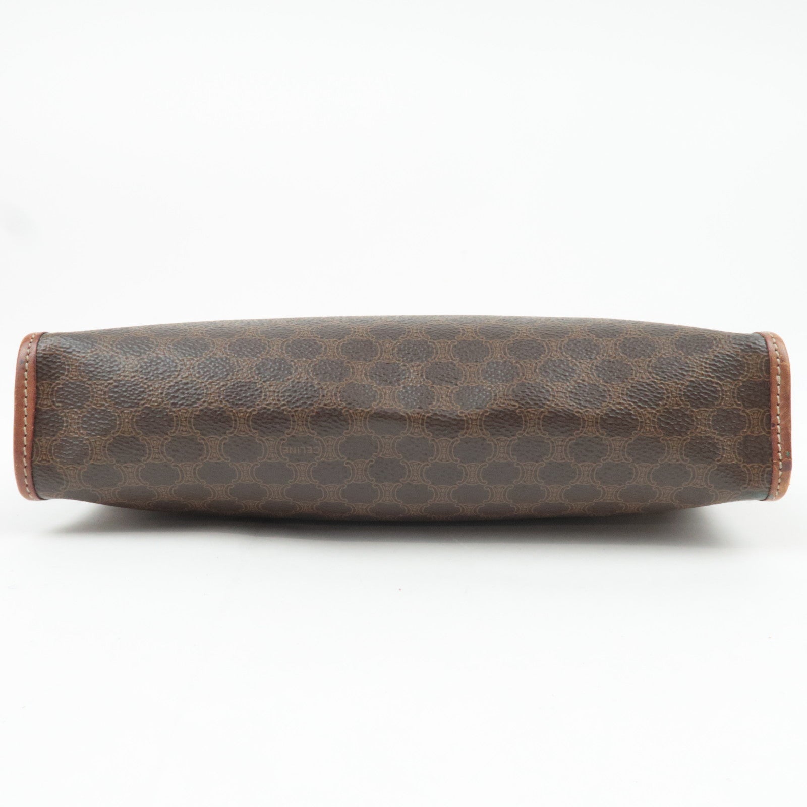 CELINE Macadam PVC Leather Clutch Bag Brown