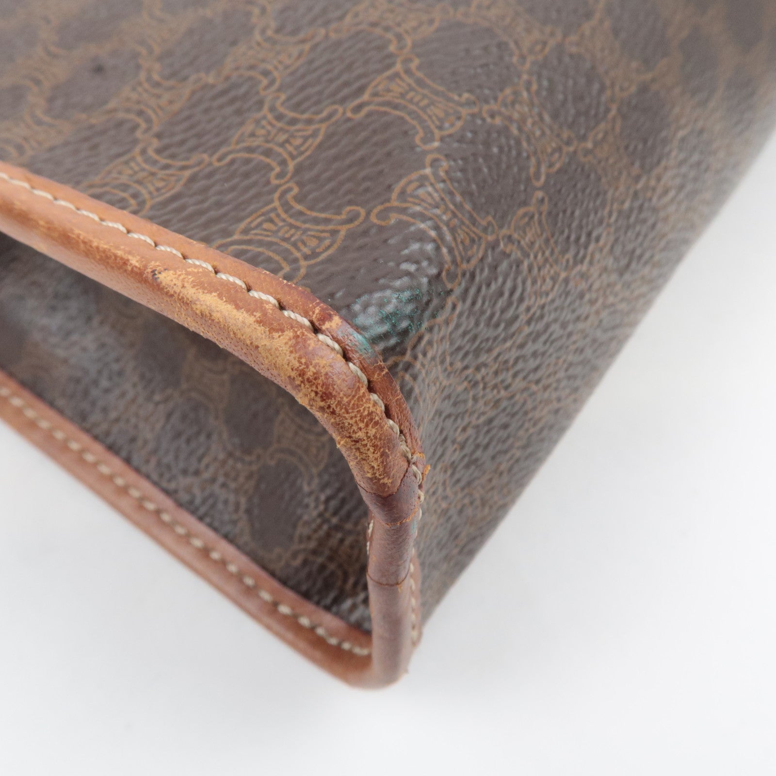 CELINE Macadam PVC Leather Clutch Bag Brown