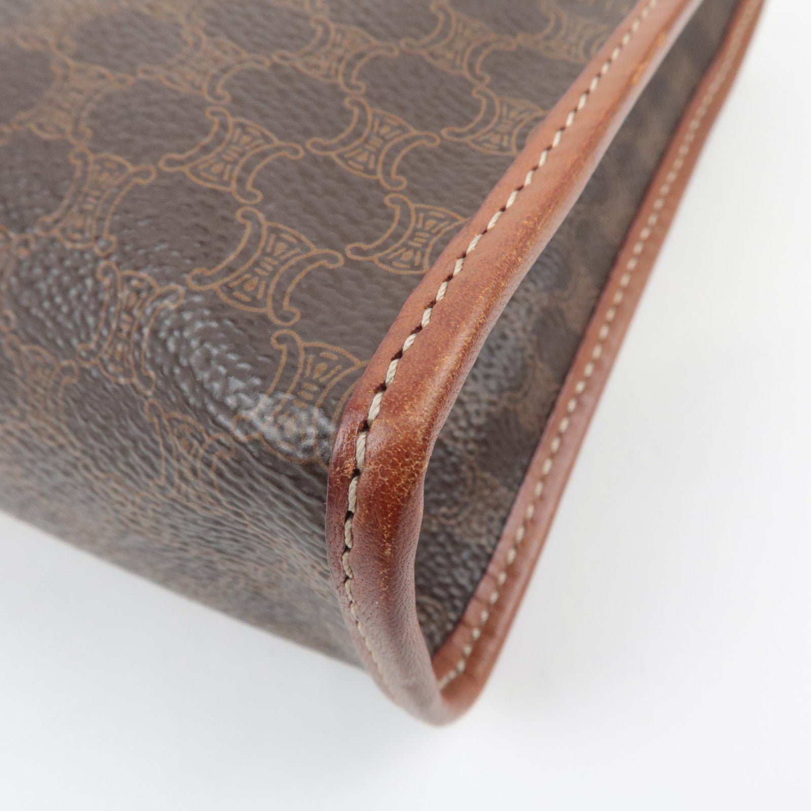 CELINE Macadam PVC Leather Clutch Bag Brown