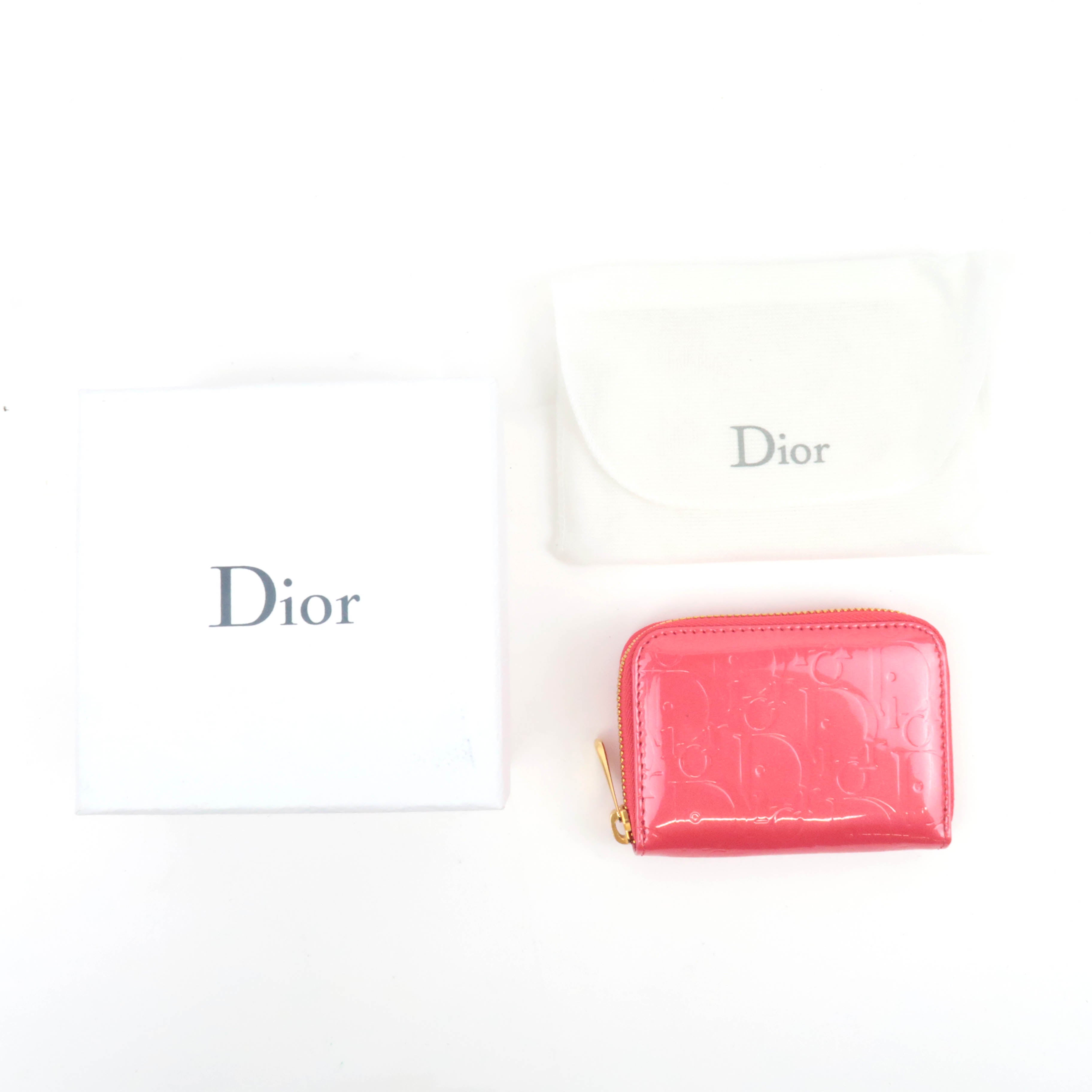 Christian Dior Trotter Patent Coin Case Pink