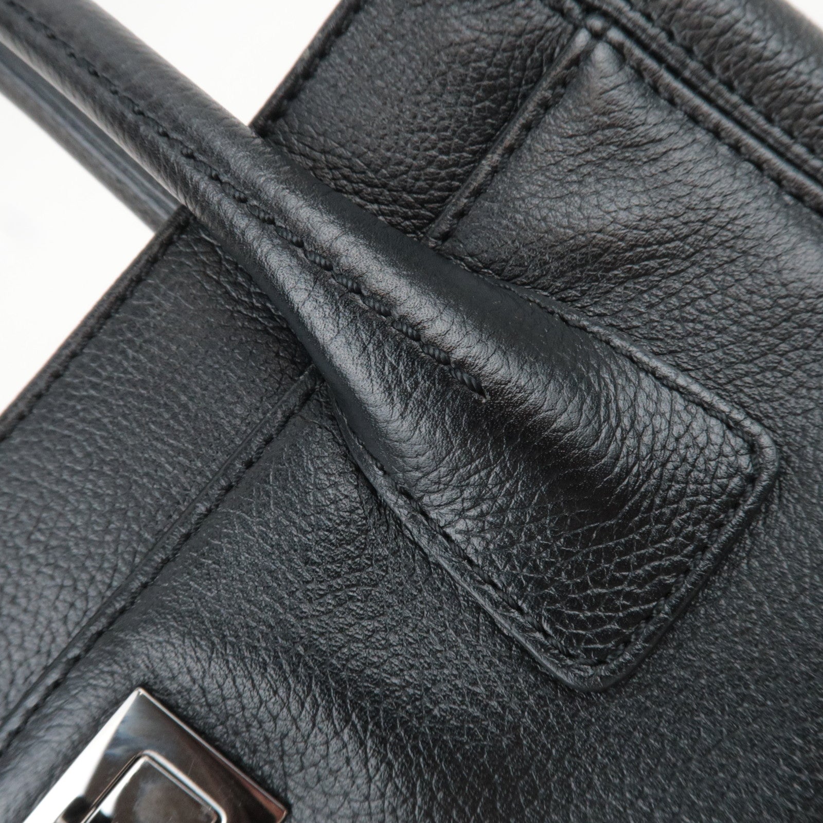 CHANEL 2.55 Leather Tote Bag Black Silver HDW