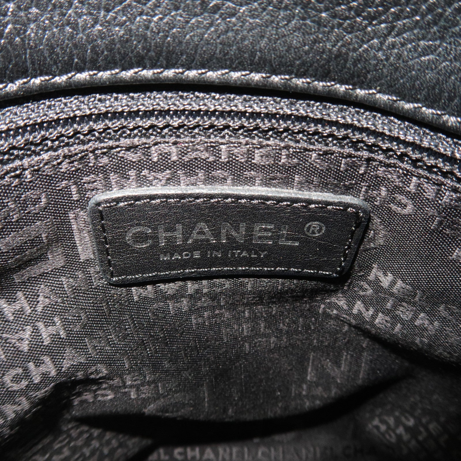 CHANEL 2.55 Leather Tote Bag Black Silver HDW