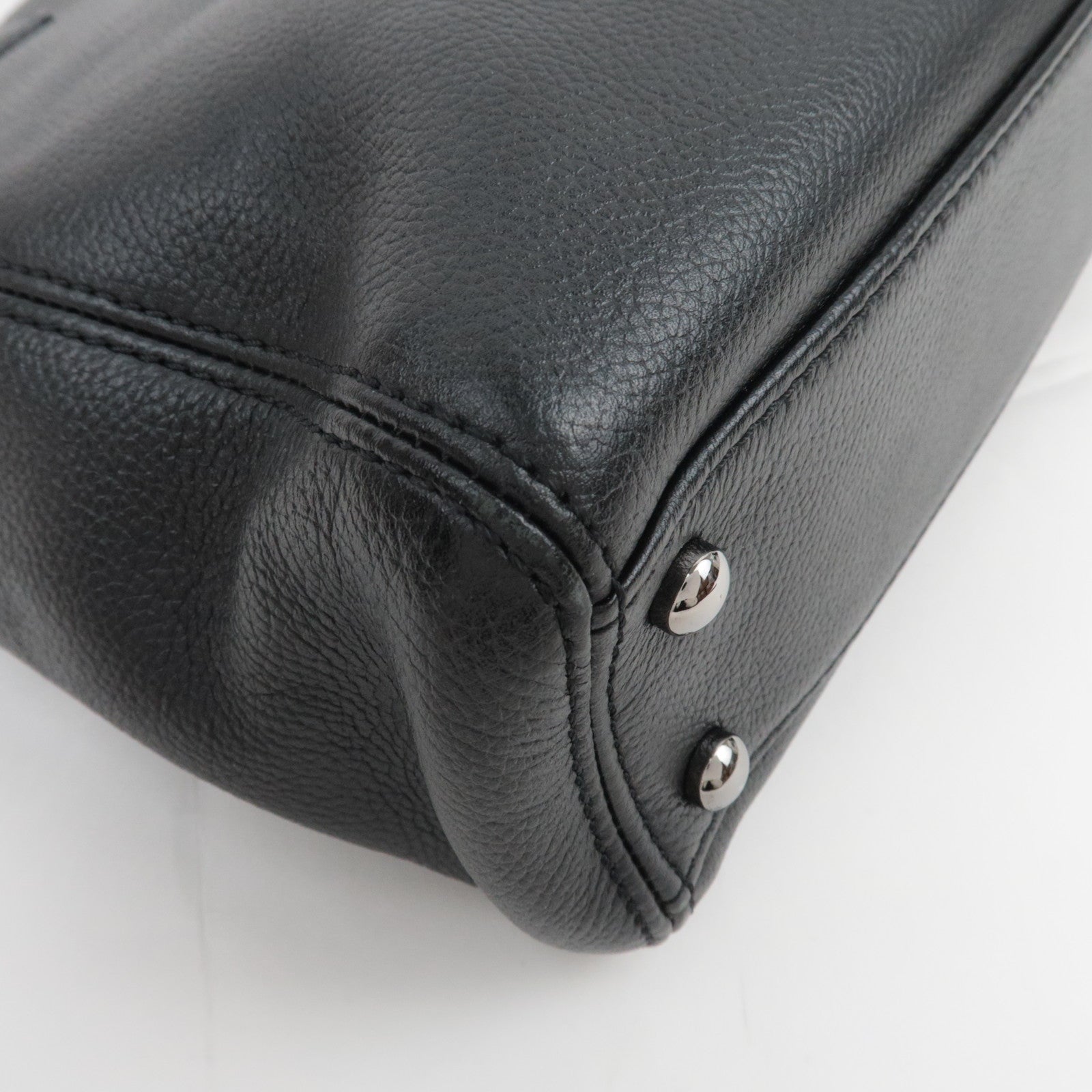CHANEL 2.55 Leather Tote Bag Black Silver HDW