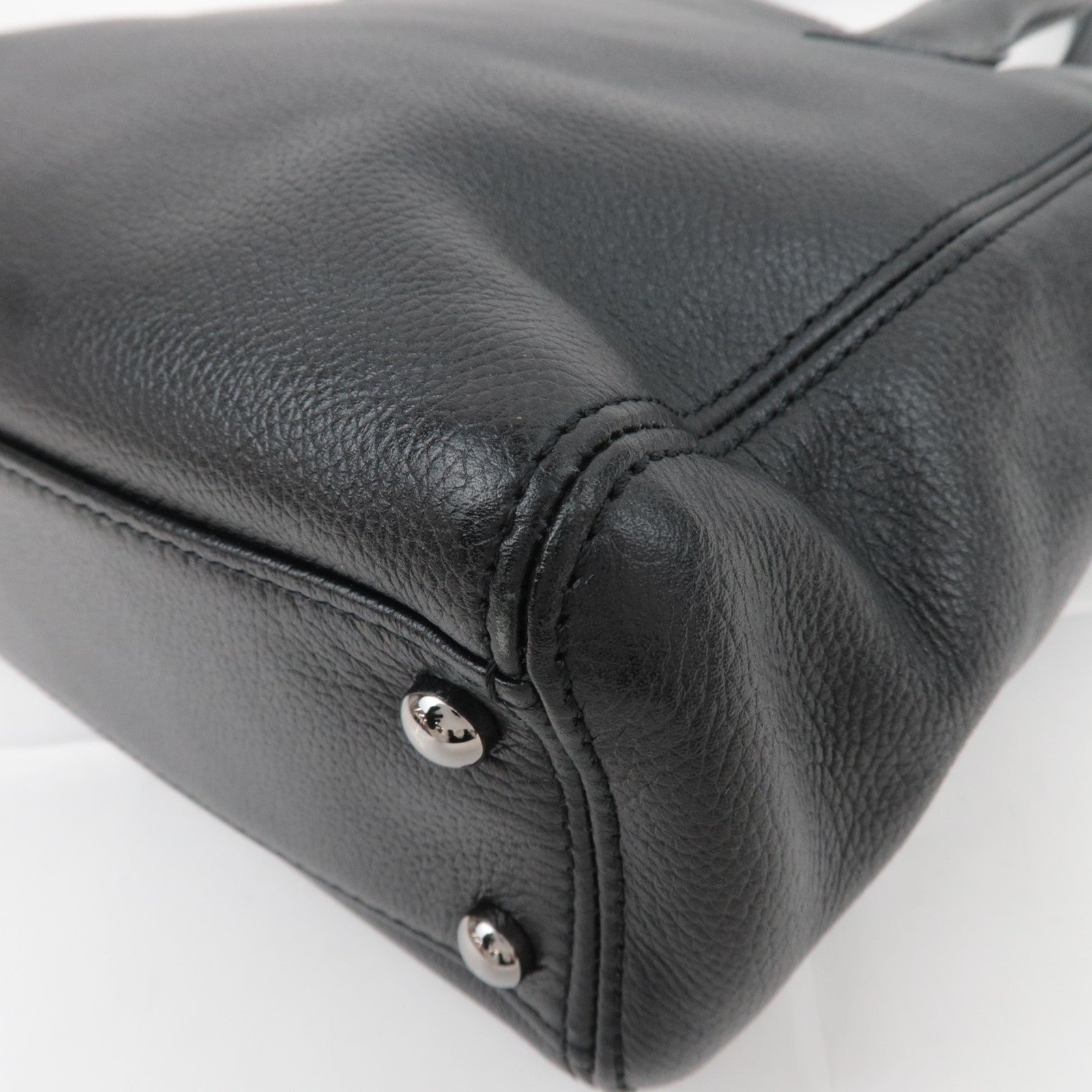 CHANEL 2.55 Leather Tote Bag Black Silver HDW