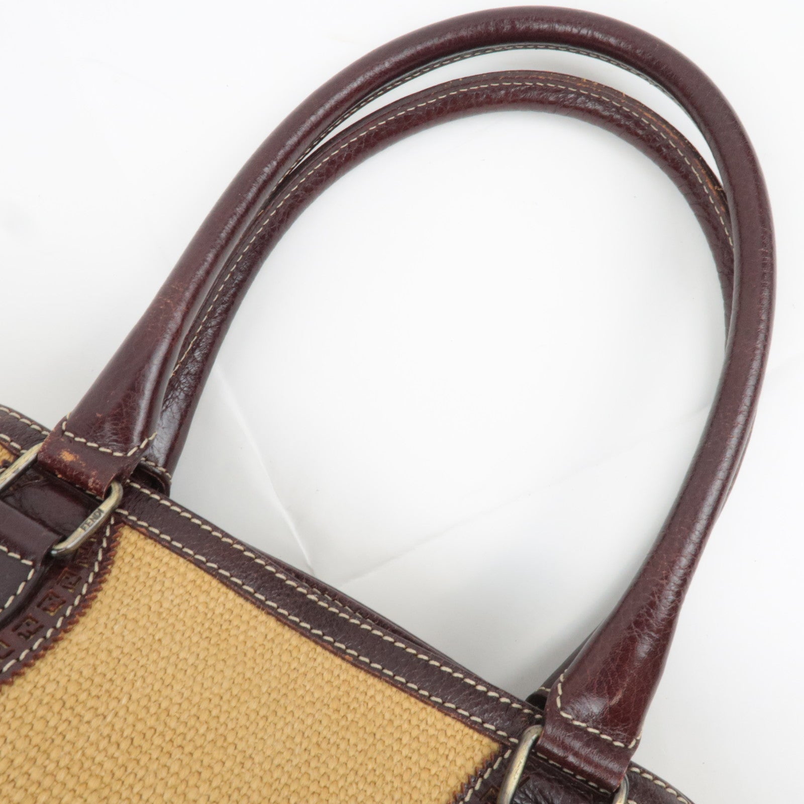 FENDI Etonico Canvas Leather Tote Bag Brown 8BN162