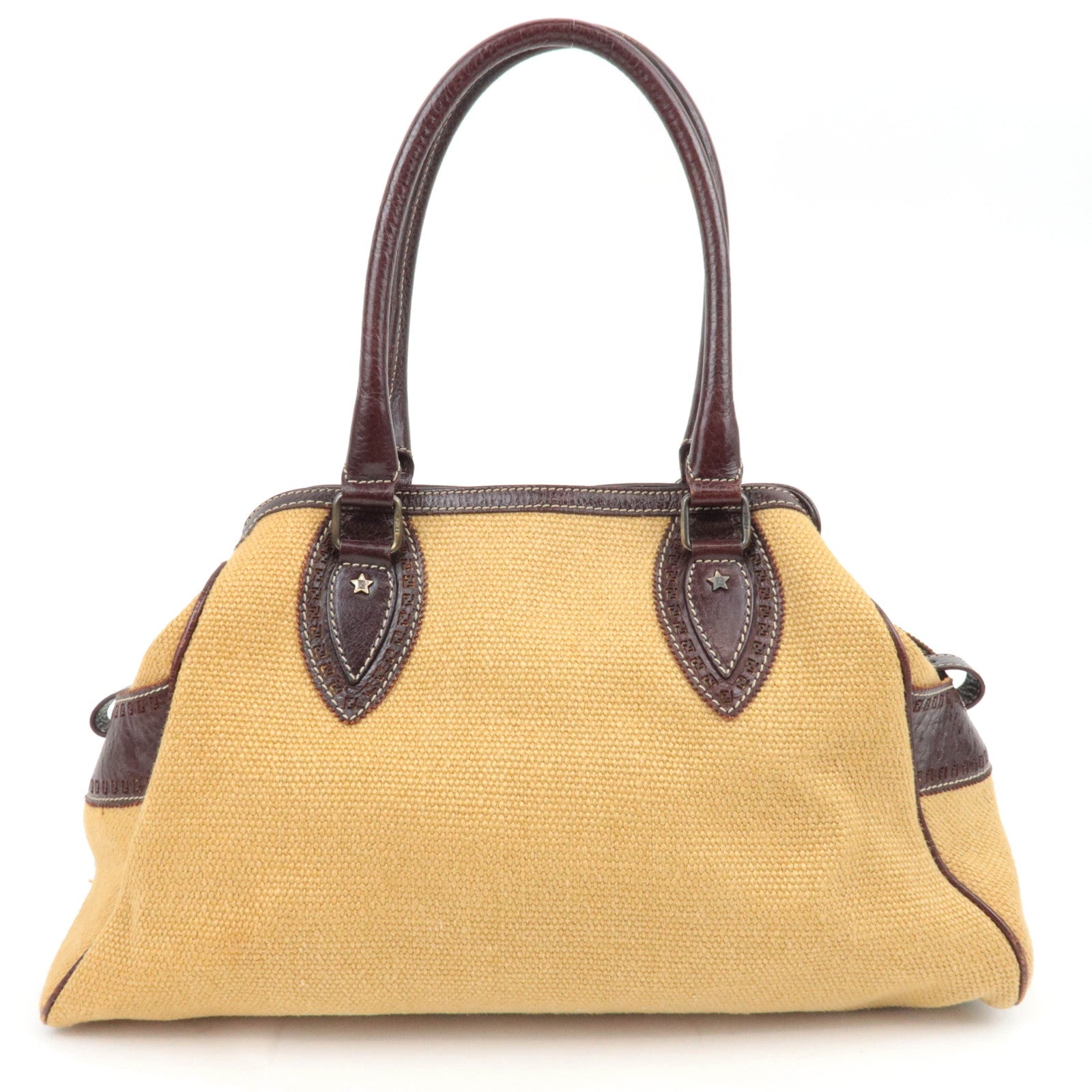 FENDI Etonico Canvas Leather Tote Bag Brown 8BN162