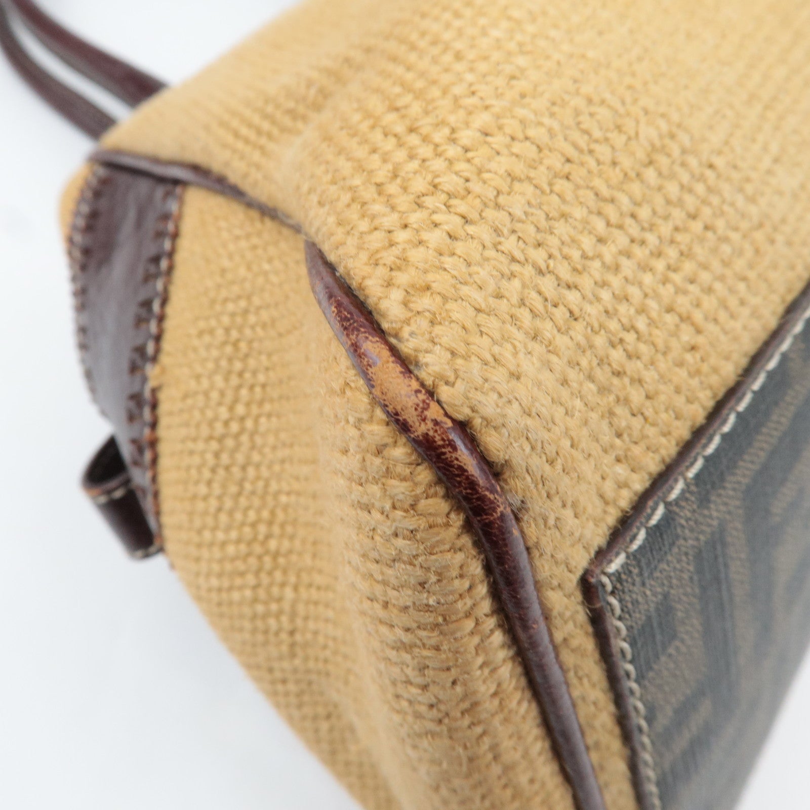 FENDI Etonico Canvas Leather Tote Bag Brown 8BN162
