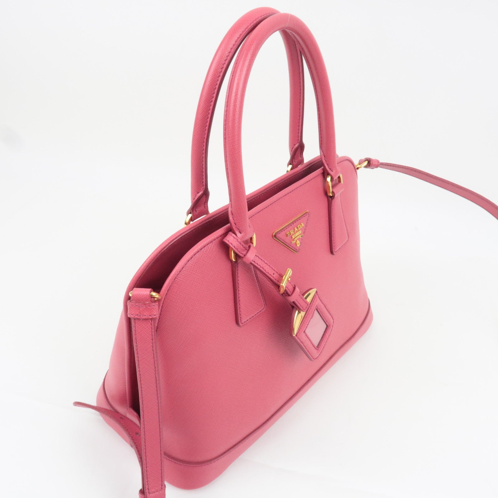 PRADA Saffiano 2Way Leather Handbag Pink BN2567
