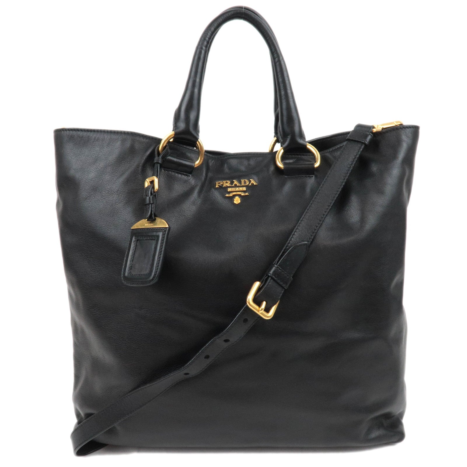PRADA 2Way Leather Tote Bag Black89272