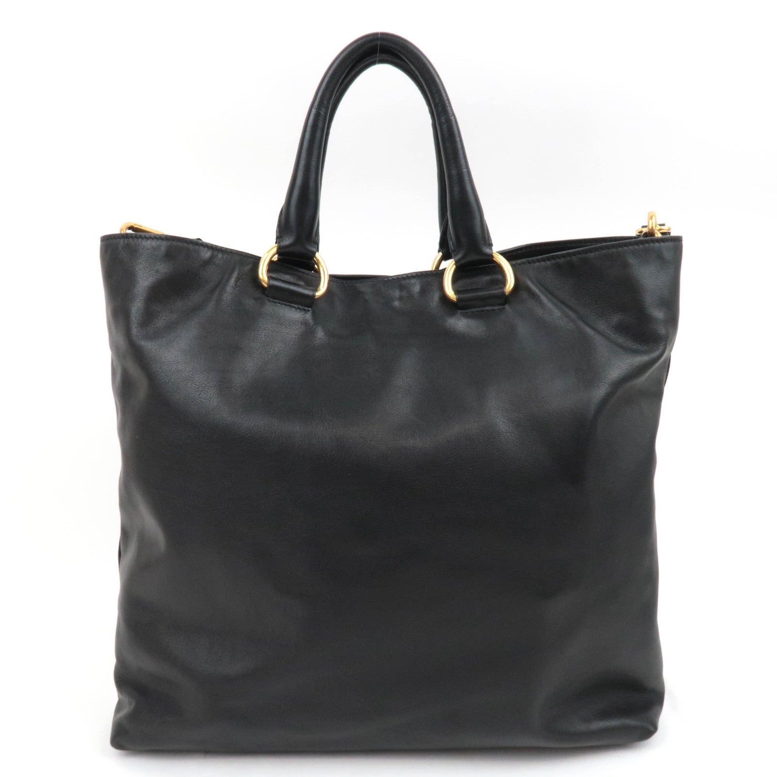 PRADA 2Way Leather Tote Bag Black