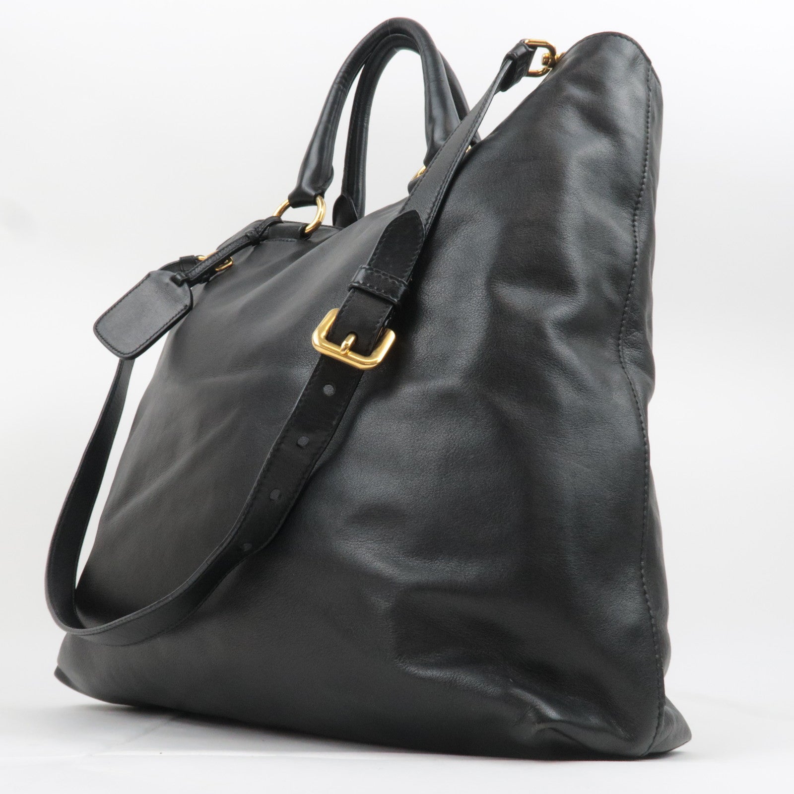 PRADA 2Way Leather Tote Bag Black
