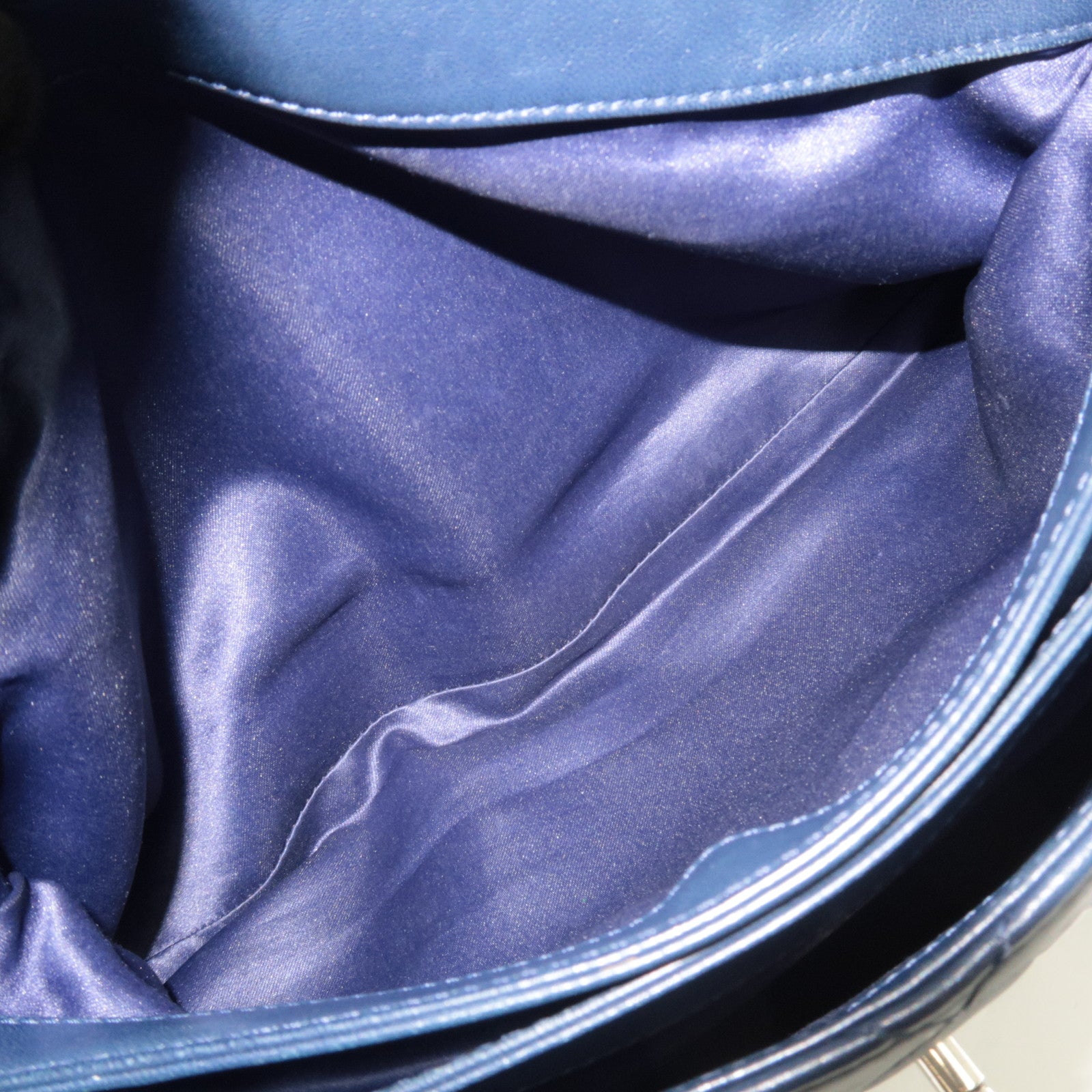 CHANEL Matelasse Chain Shoulder Bag Lambskin Navy Silver HDW