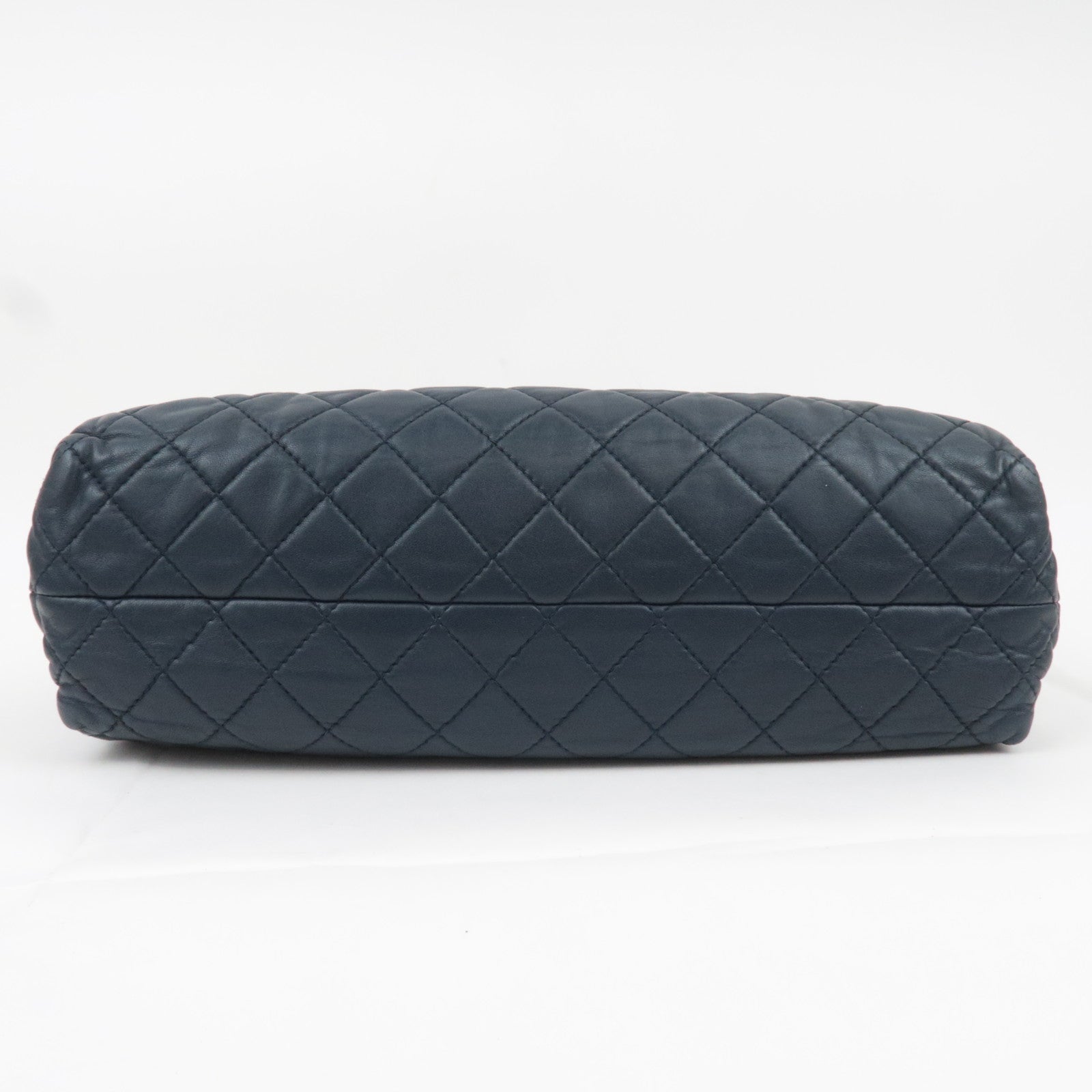 CHANEL Matelasse Chain Shoulder Bag Lambskin Navy Silver HDW