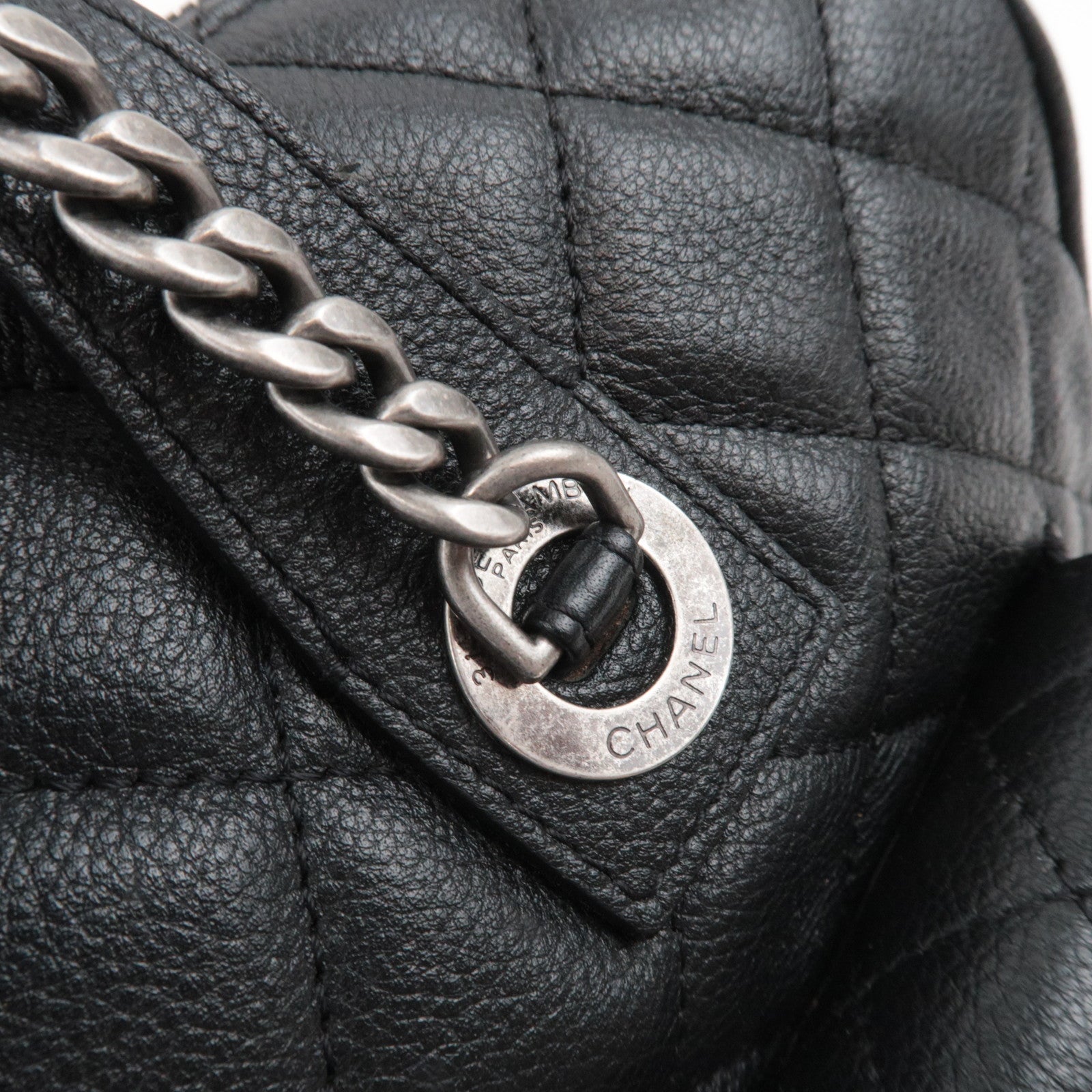 CHANEL Matelasse 2Way Leather Chain Shoulder Bag Black Mix HDW