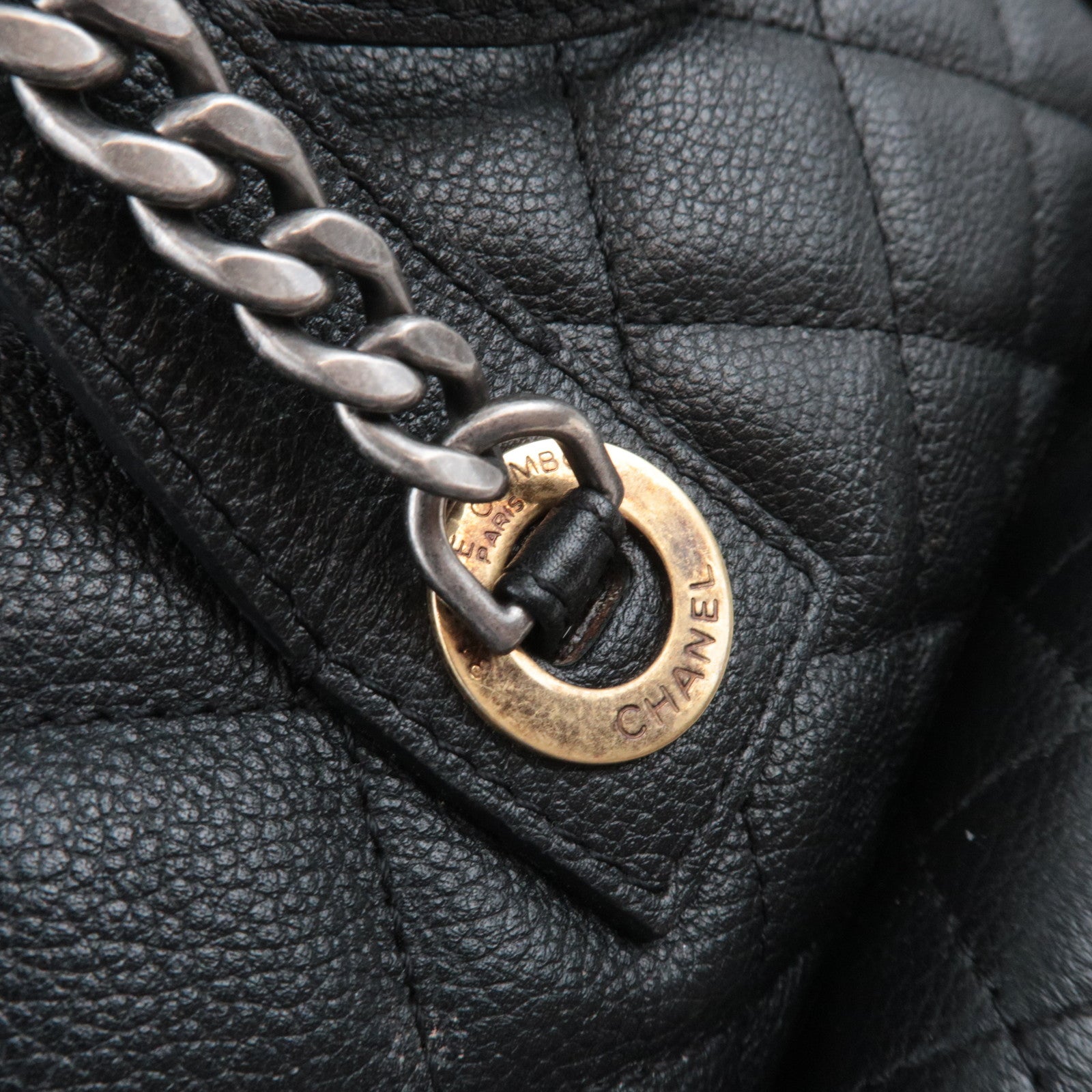 CHANEL Matelasse 2Way Leather Chain Shoulder Bag Black Mix HDW