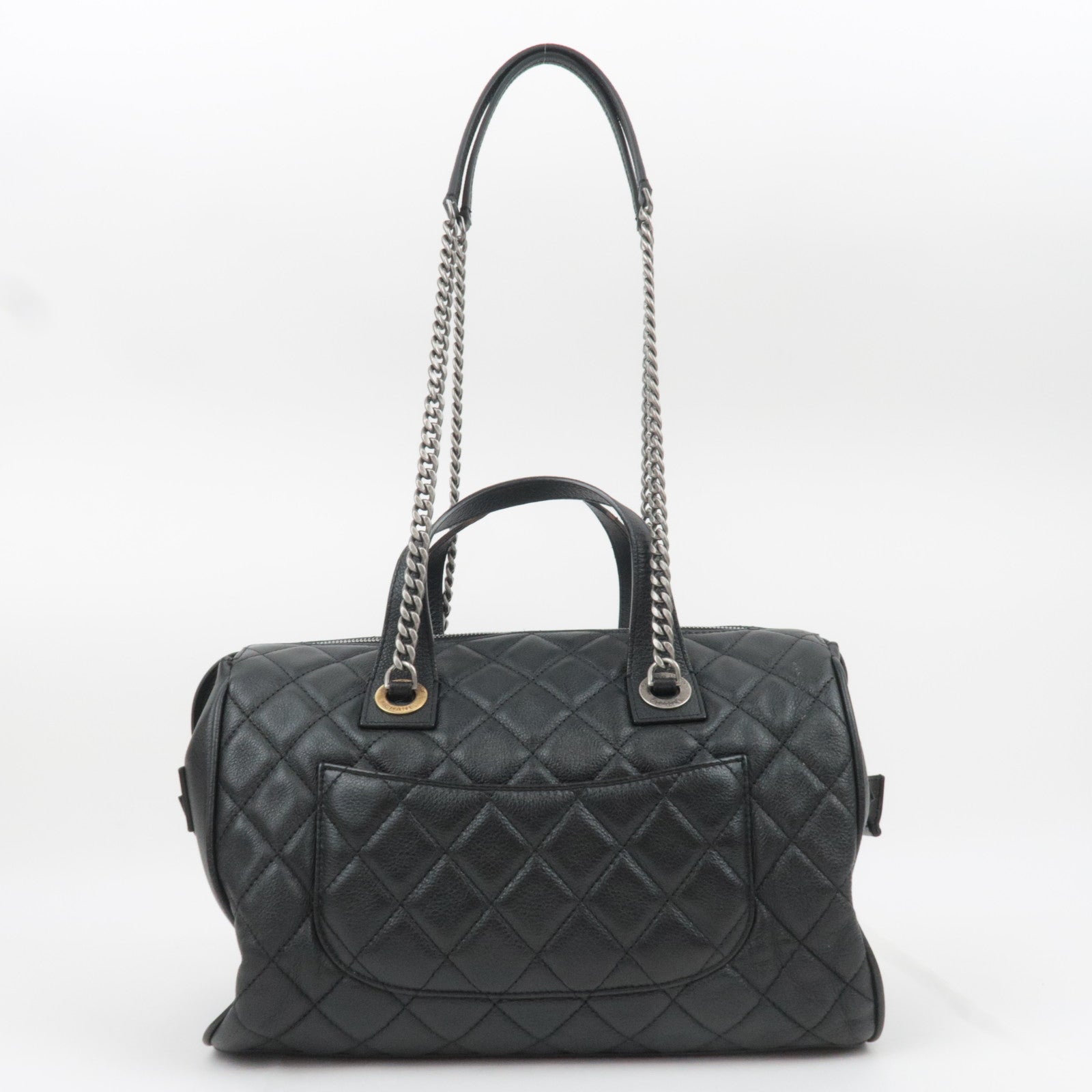 CHANEL Matelasse 2Way Leather Chain Shoulder Bag Black Mix HDW