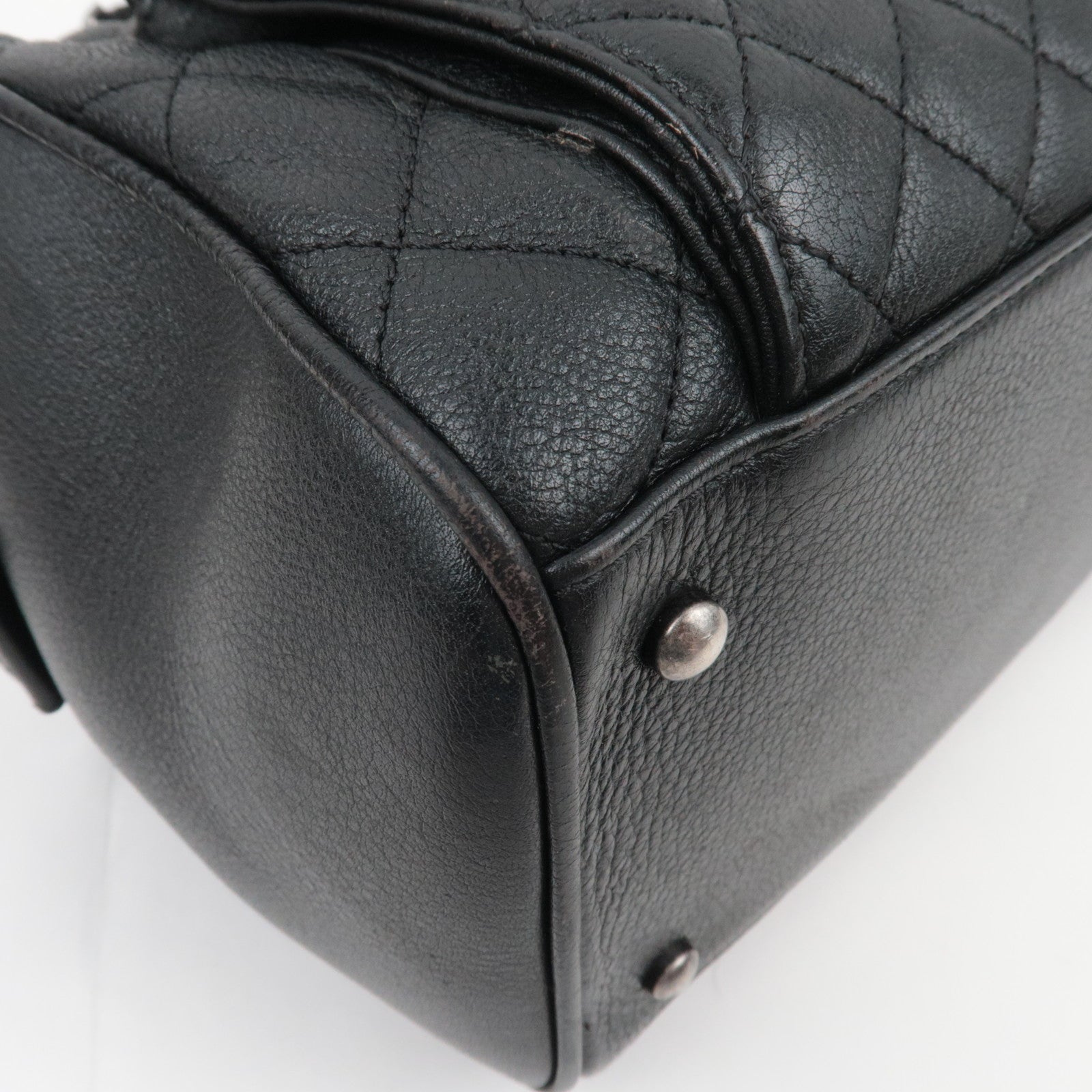 CHANEL Matelasse 2Way Leather Chain Shoulder Bag Black Mix HDW