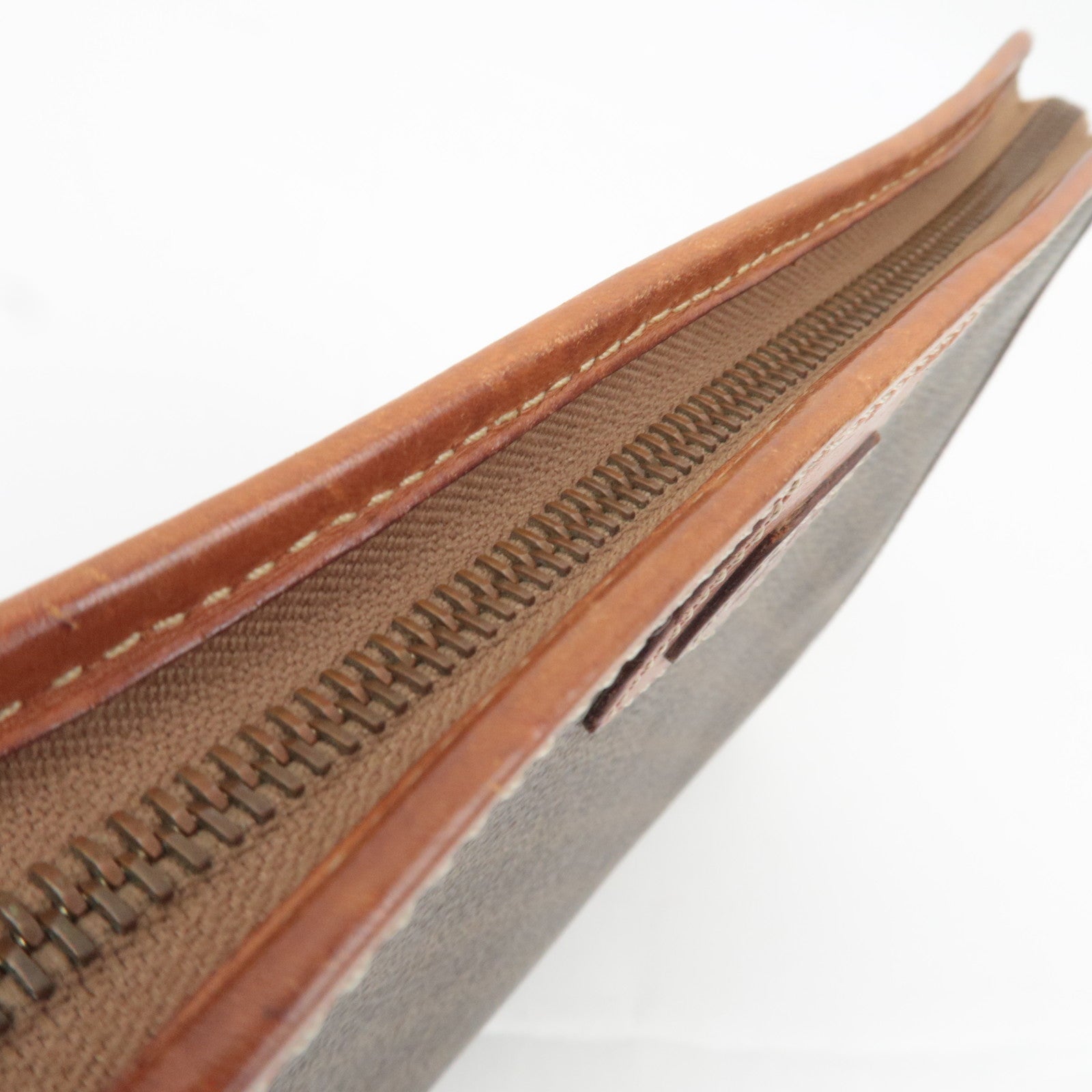 CELINE Macadam PVC Leather Clutch Bag Brown