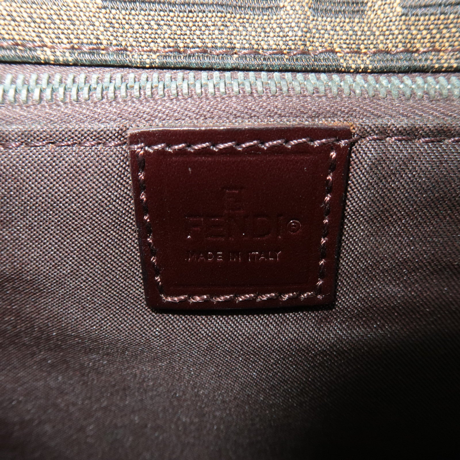 FENDI Zucca Canvas Leather Shoulder Bag Brown Black 16381