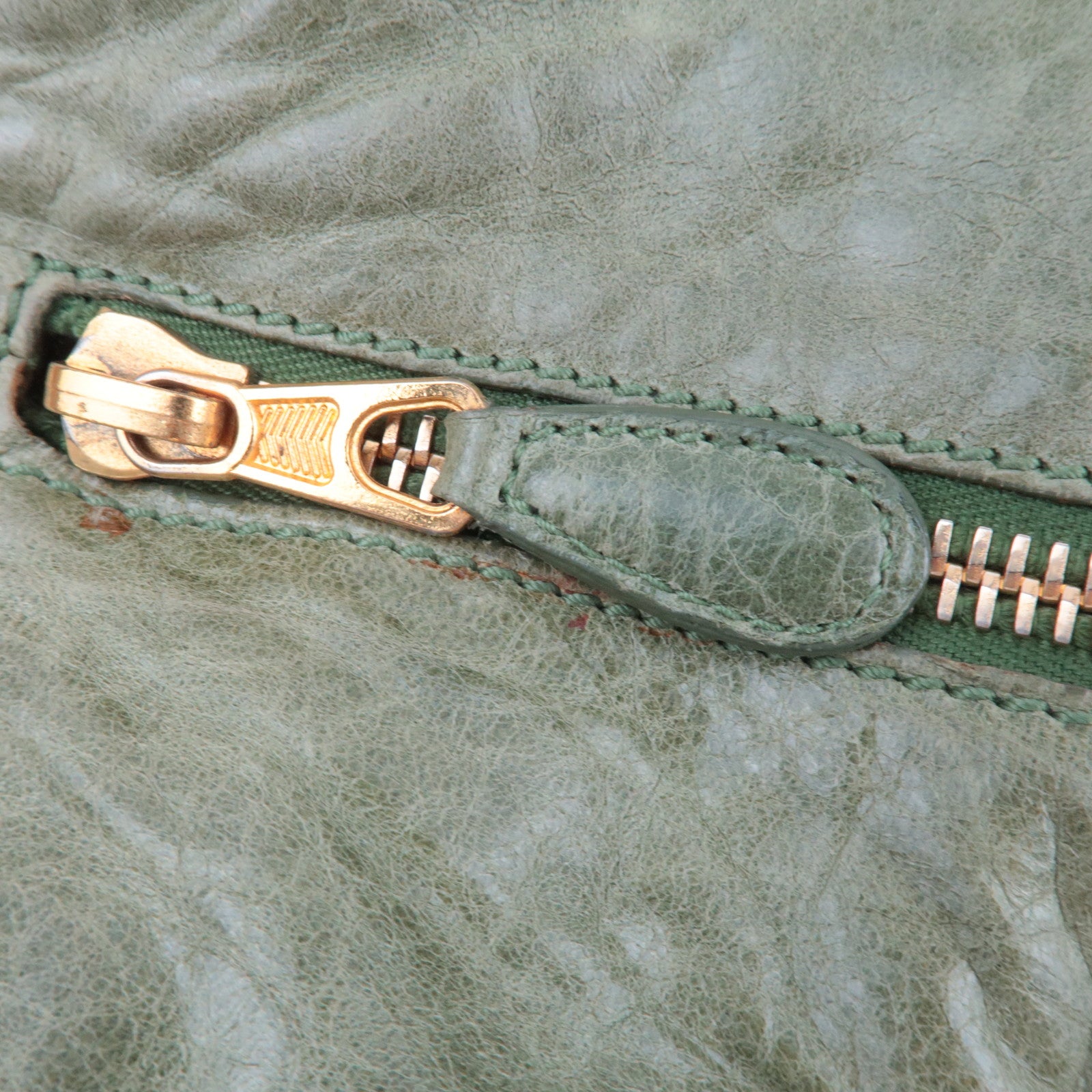 BALENCIAGA The Giant Brief Leather Handbag Green 173085