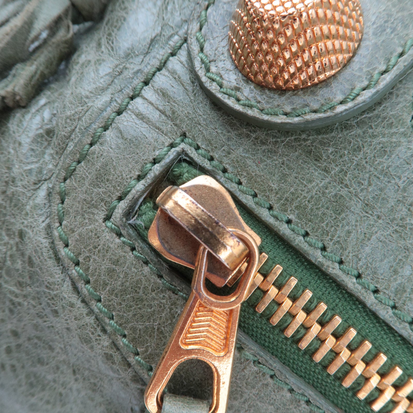 BALENCIAGA The Giant Brief Leather Handbag Green 173085