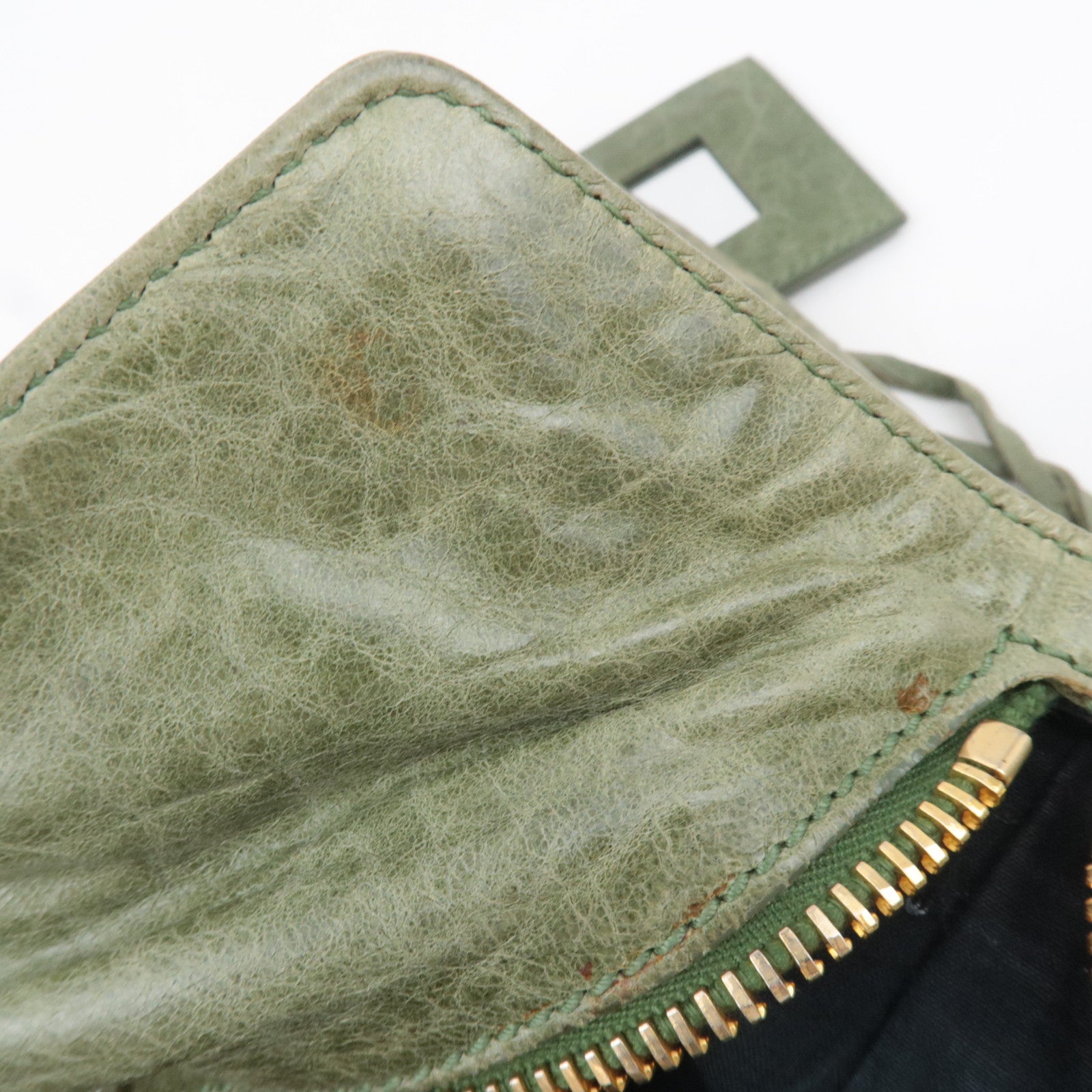 BALENCIAGA The Giant Brief Leather Handbag Green 173085