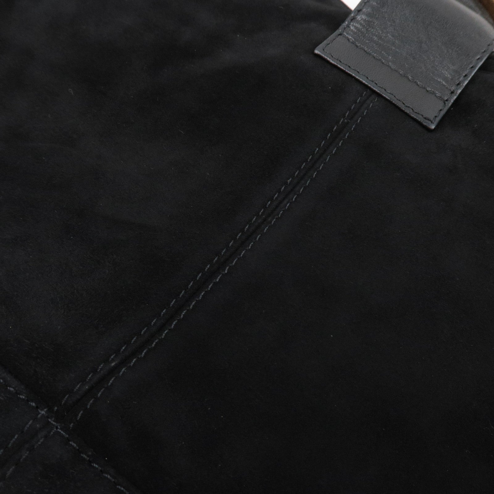 FENDI Suede Shoulder Bag Black 26569