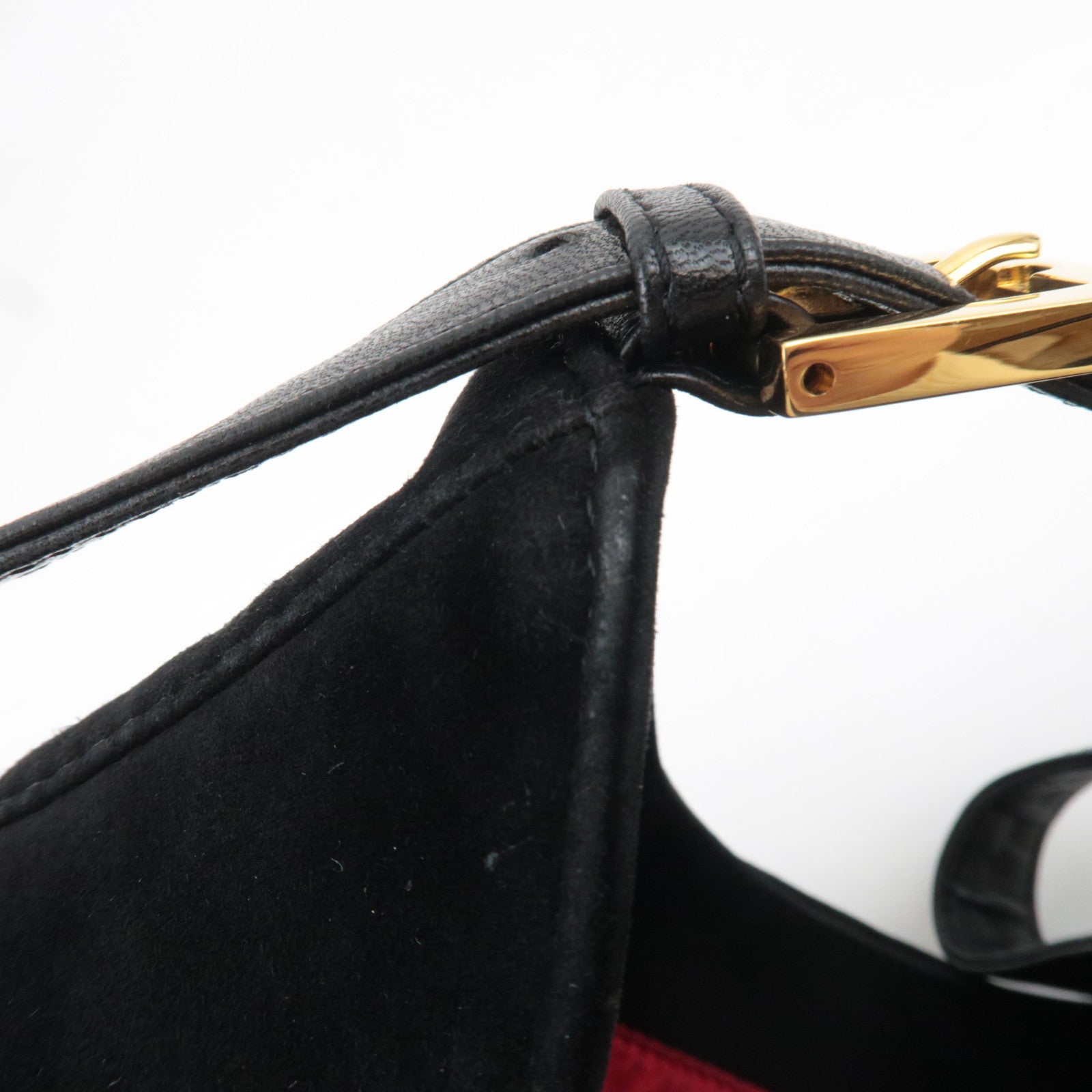 FENDI Suede Shoulder Bag Black 26569