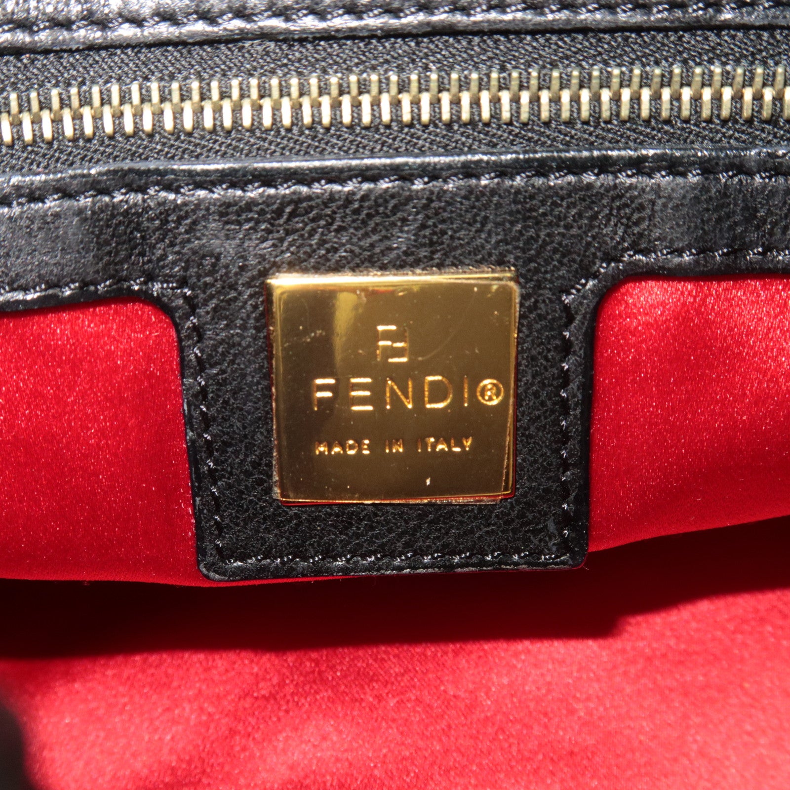FENDI Suede Shoulder Bag Black 26569