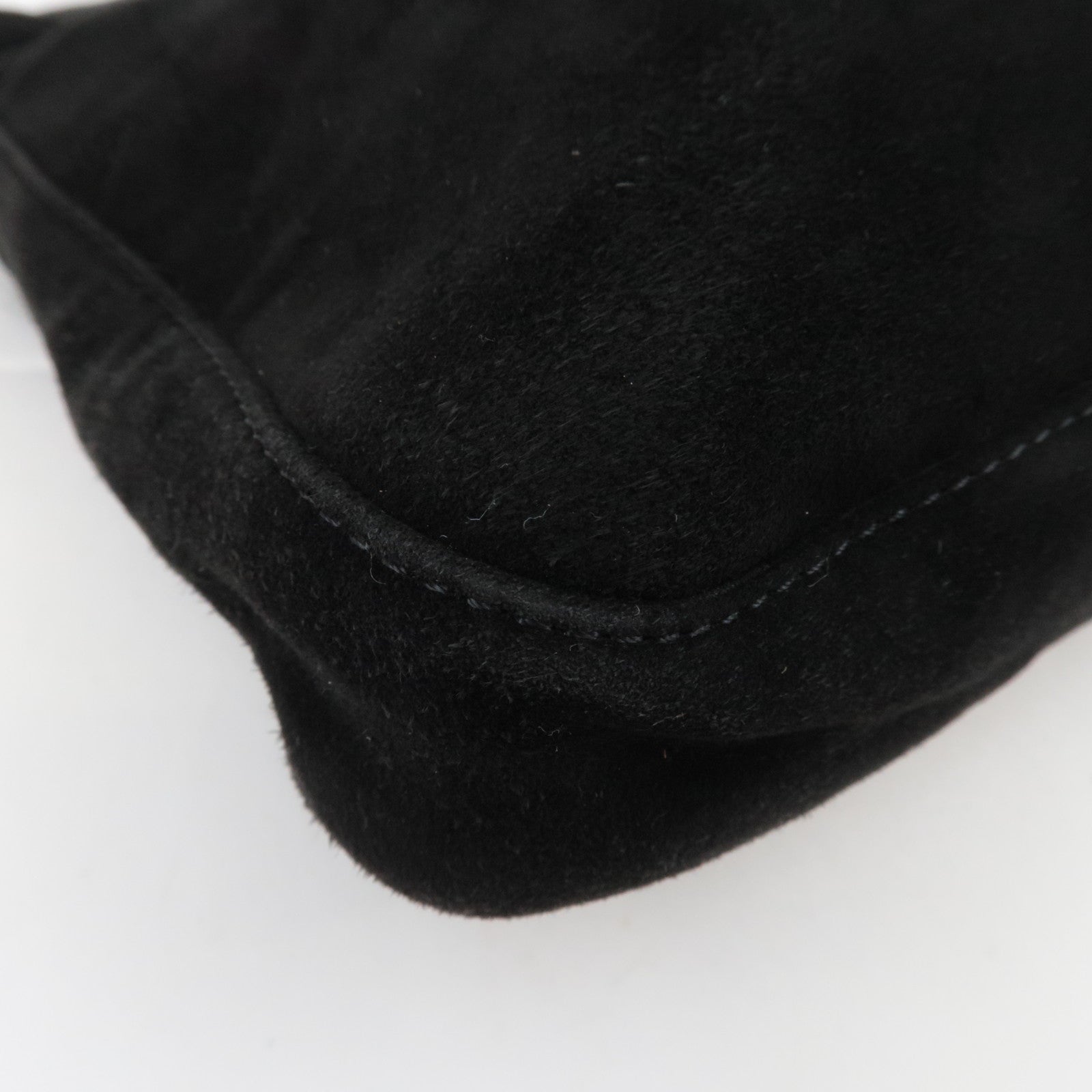 FENDI Suede Shoulder Bag Black 26569