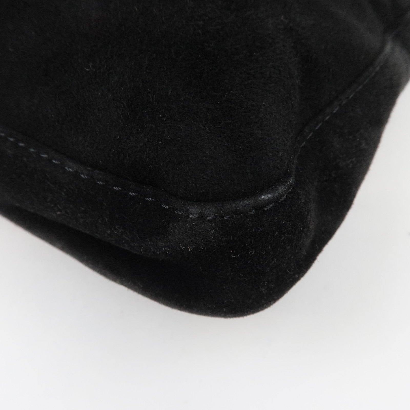 FENDI Suede Shoulder Bag Black 26569