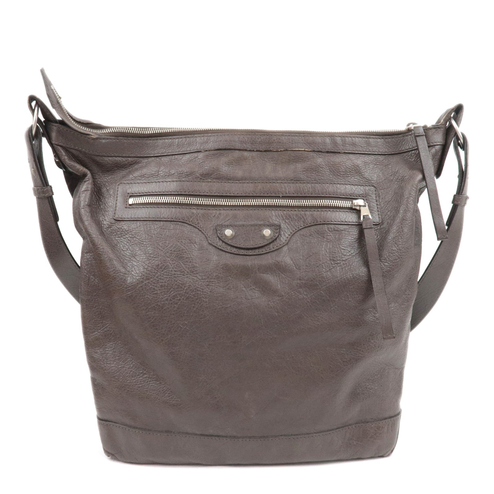 BALENCIAGA The Day Leather Shoulder Bag Gray 27240989351