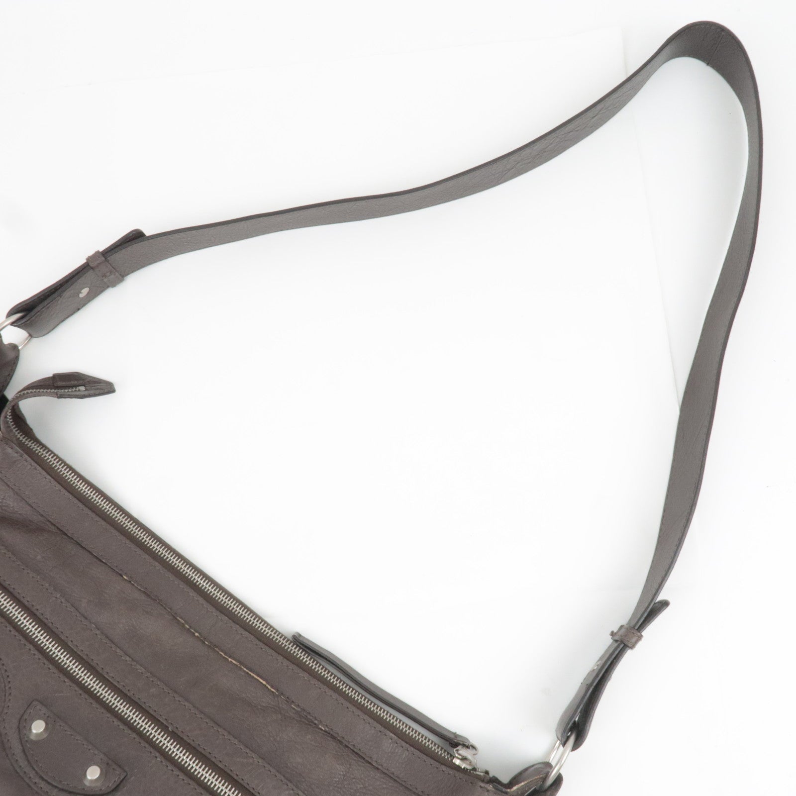 BALENCIAGA The Day Leather Shoulder Bag Gray 272409