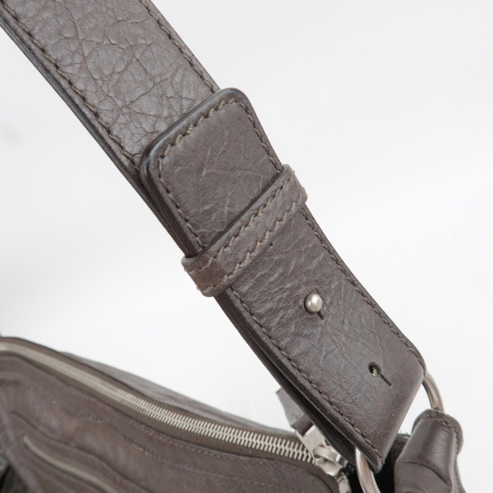 BALENCIAGA The Day Leather Shoulder Bag Gray 272409